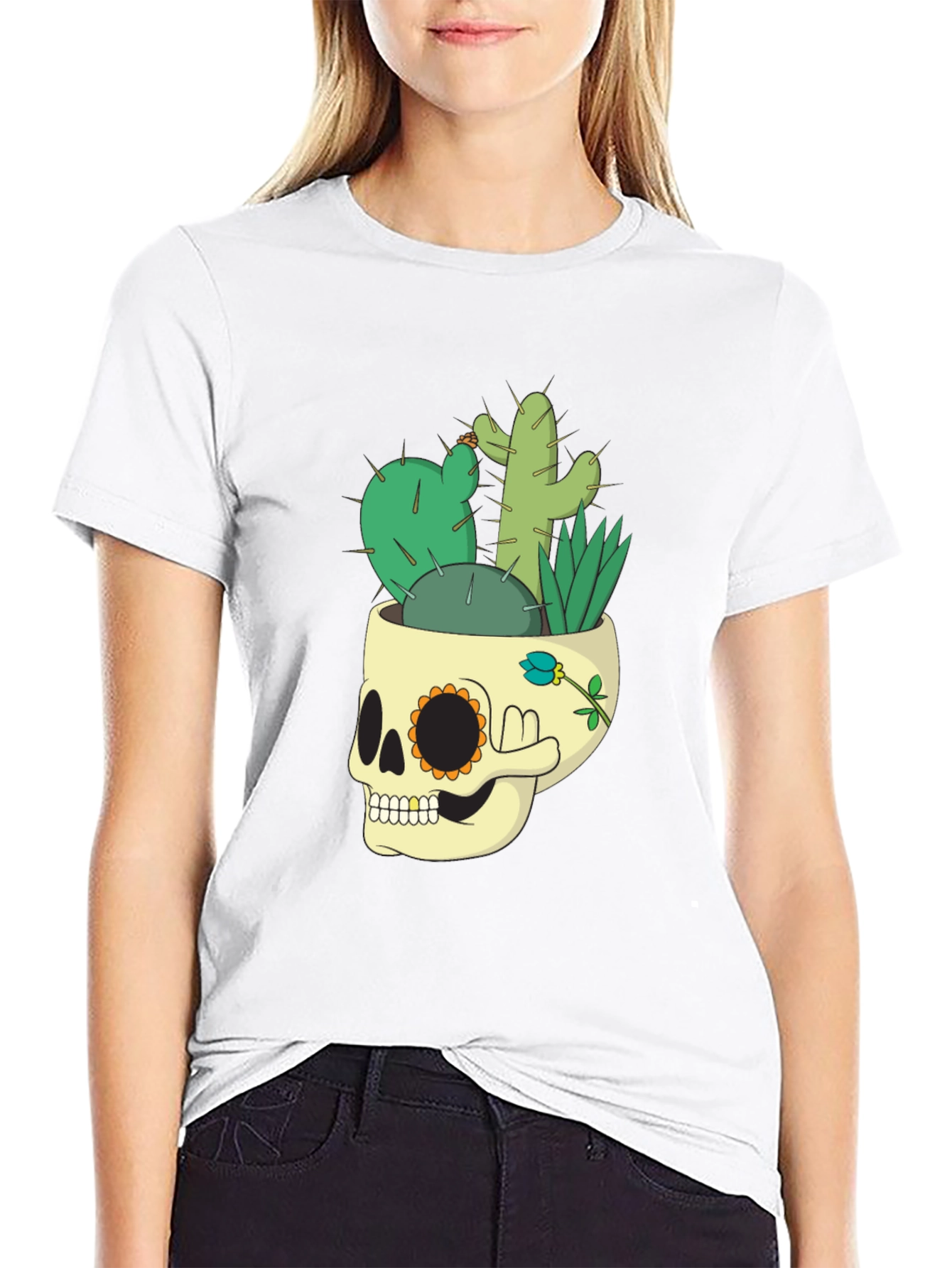 Skull Cactus Graphic Tee - Mens Black T-Shirt