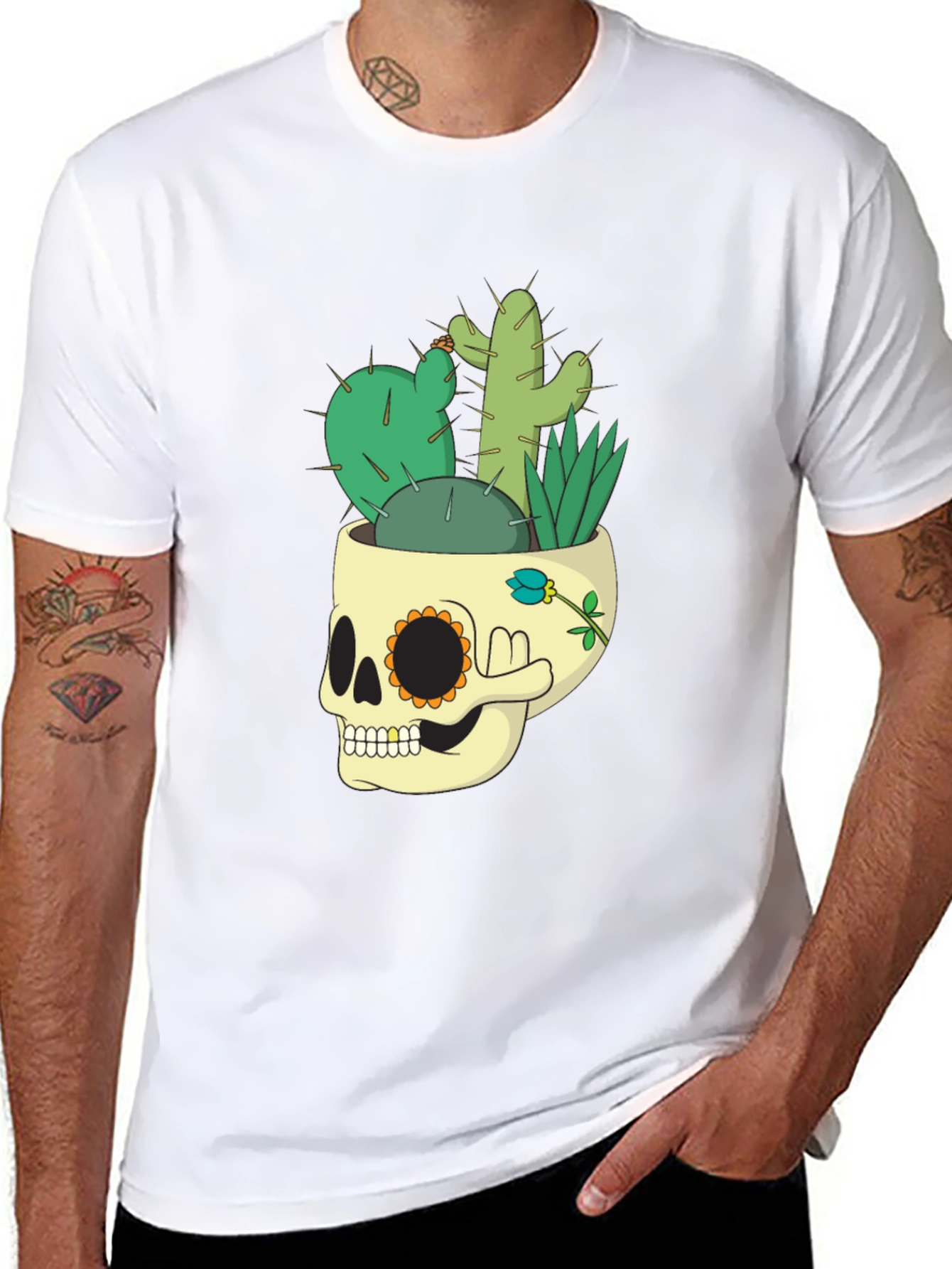 Skull Cactus Graphic Tee - Mens Black T-Shirt
