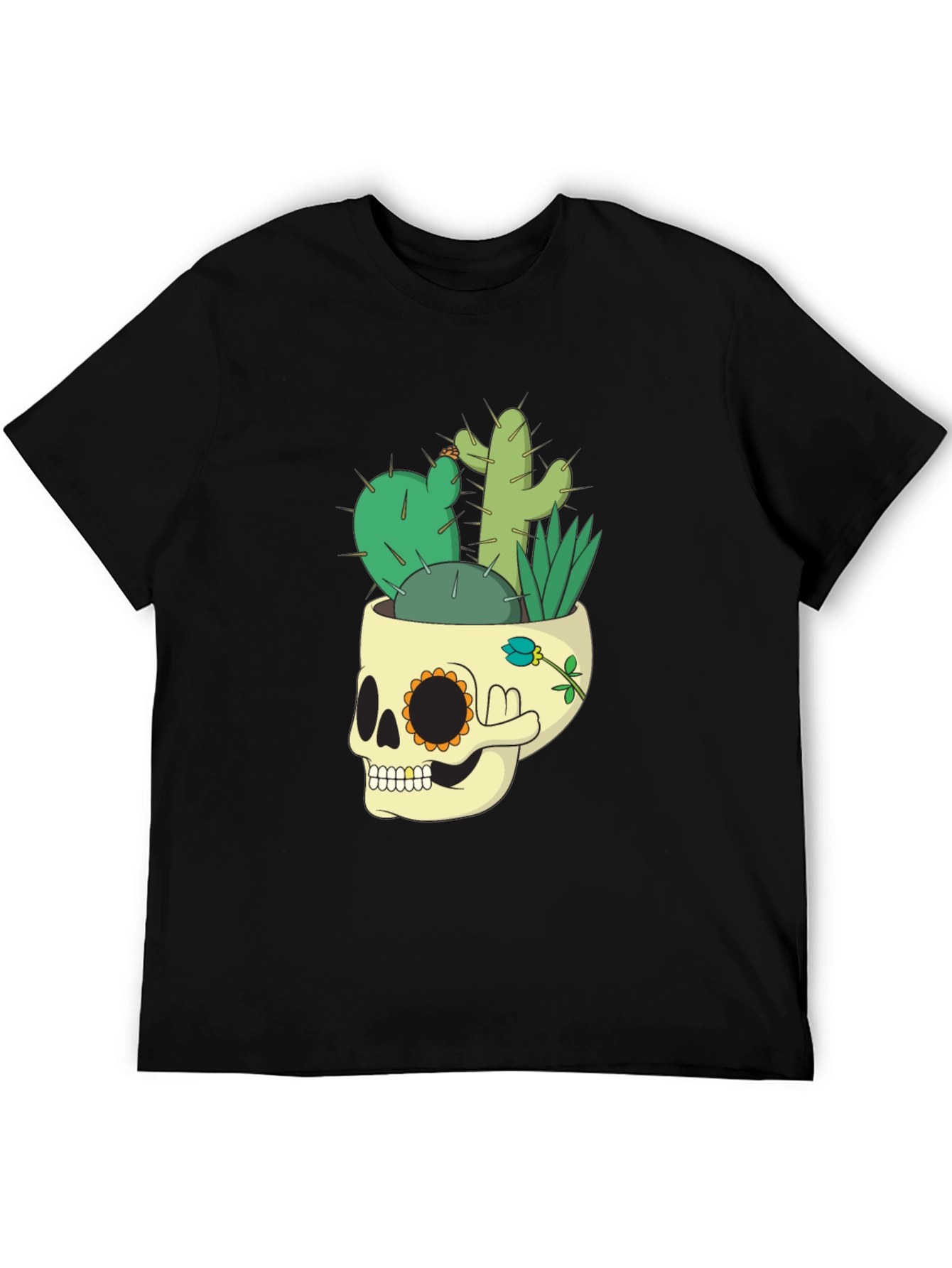 Skull Cactus Graphic Tee - Mens Black T-Shirt