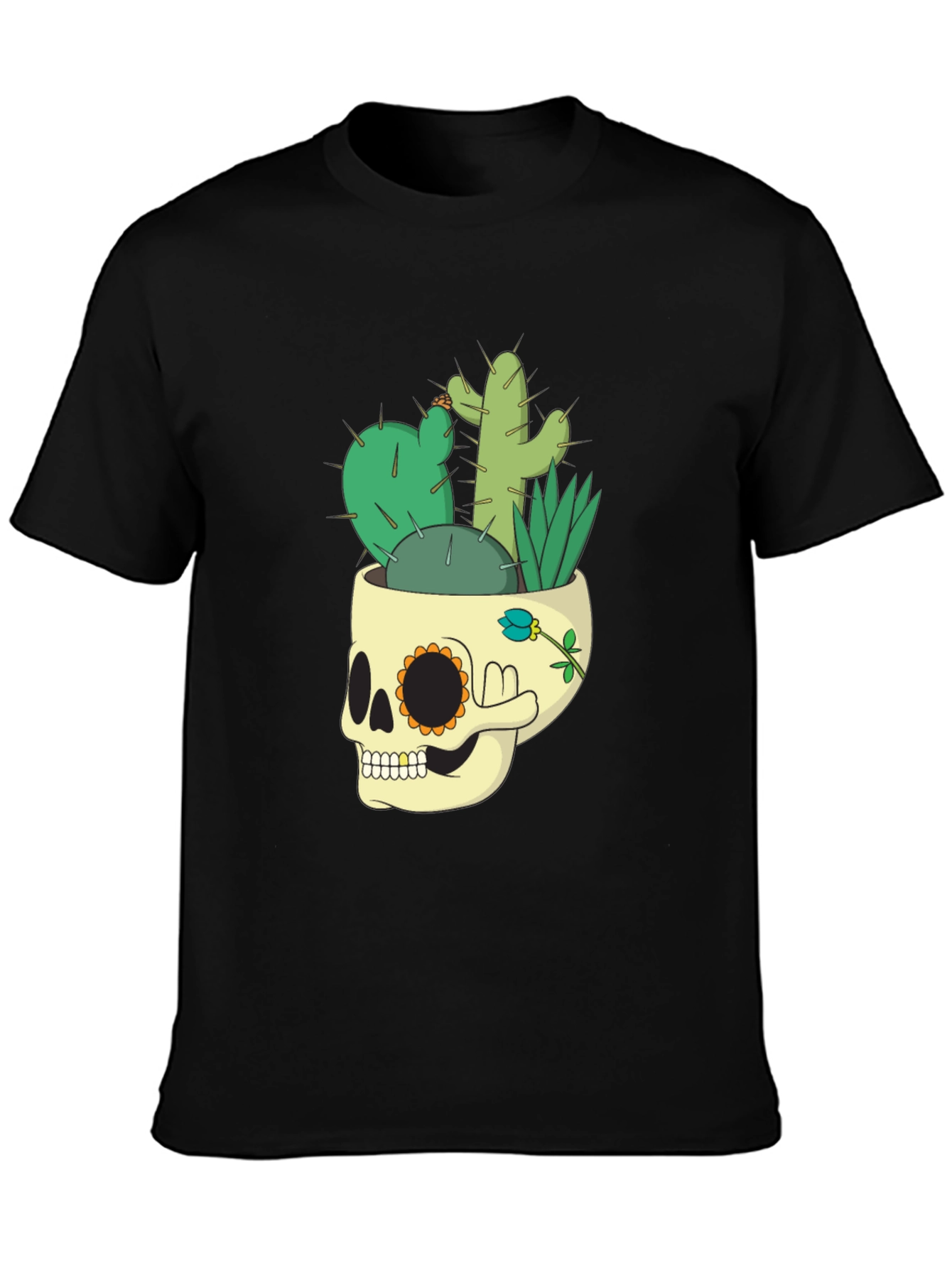 Skull Cactus Graphic Tee - Mens Black T-Shirt