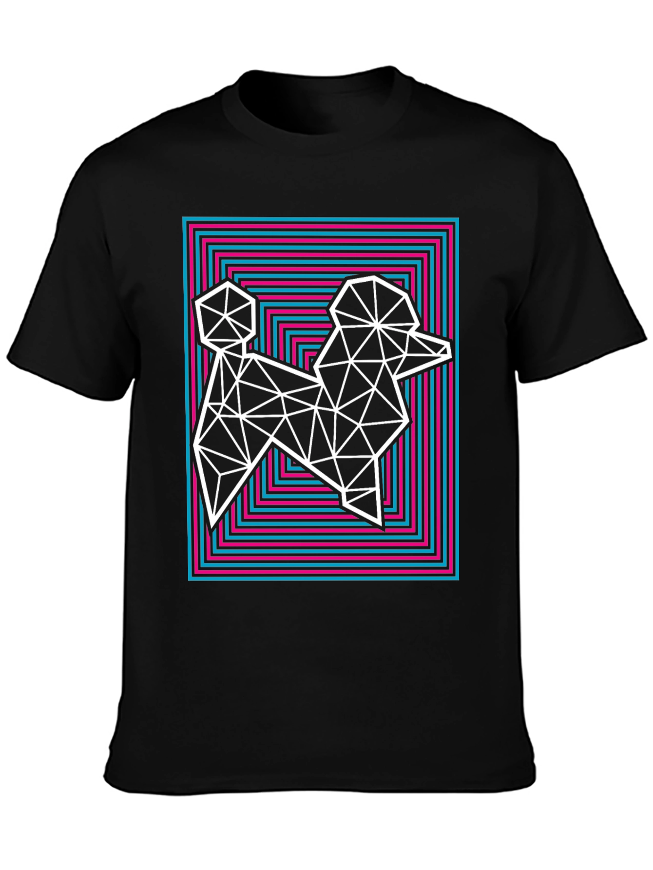 Geometric Poodle Graphic Tee - Stylish Mens T-Shirt