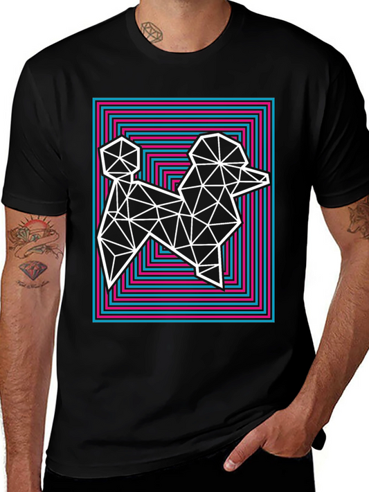 Geometric Poodle Graphic Tee - Stylish Mens T-Shirt