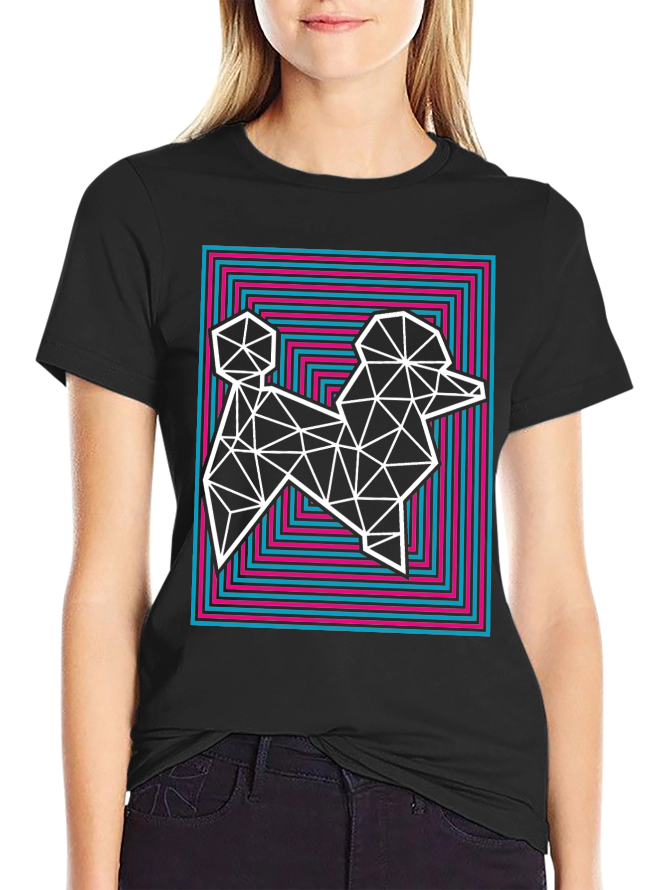 Geometric Poodle Graphic Tee - Stylish Mens T-Shirt