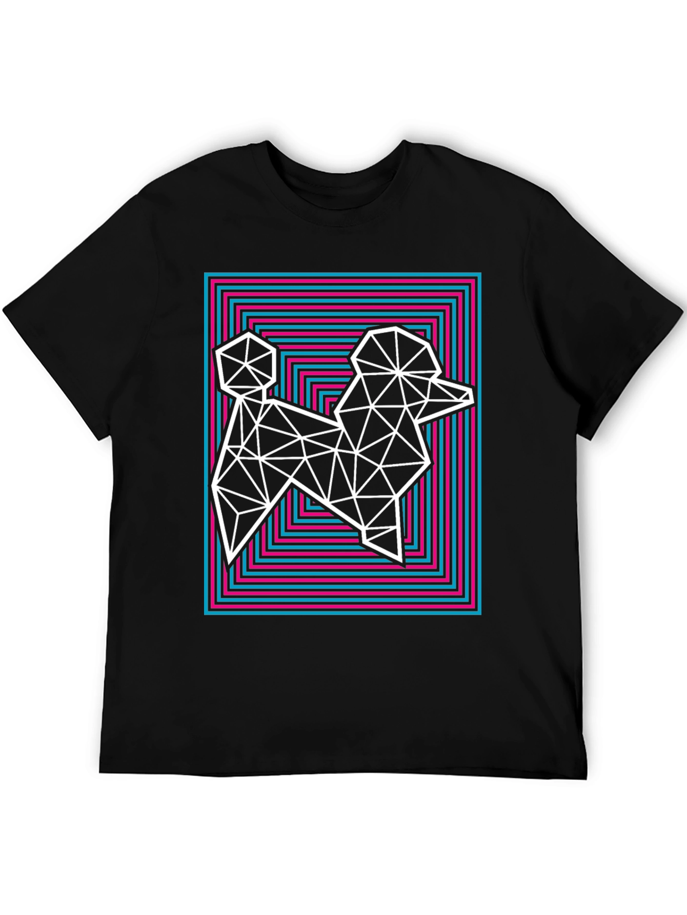 Geometric Poodle Graphic Tee - Stylish Mens T-Shirt