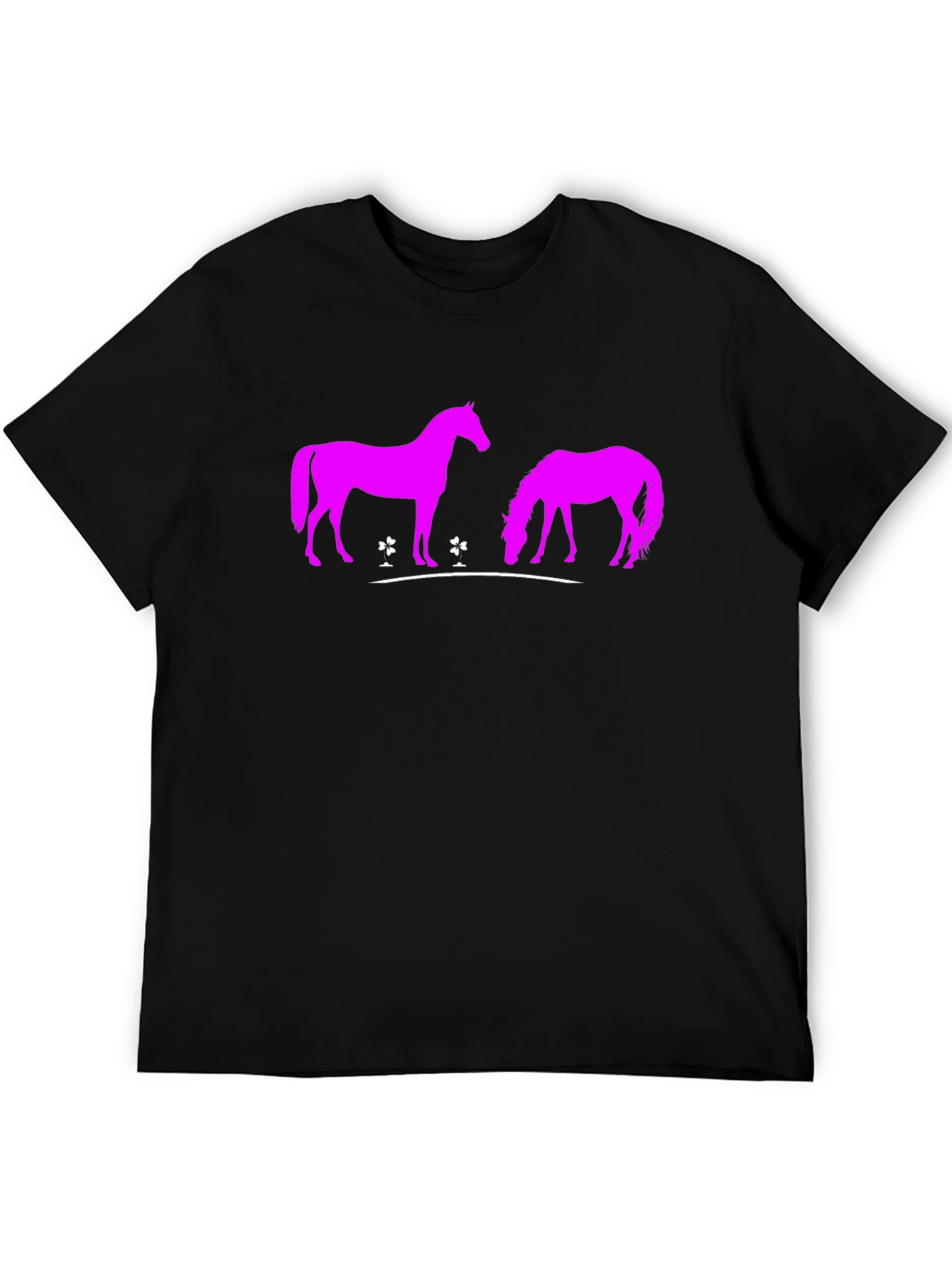 Black T-Shirt with Pink Horse Design