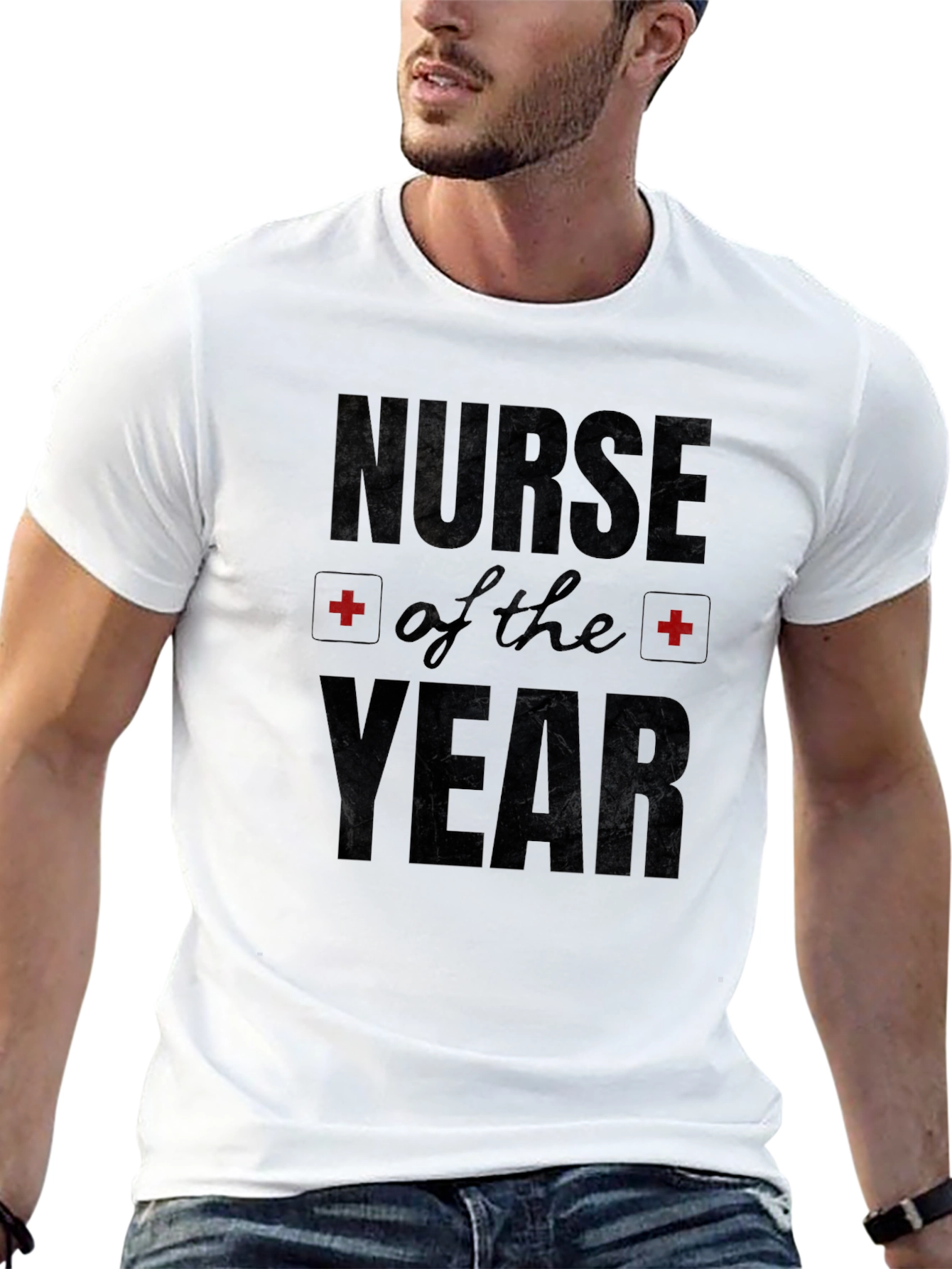 Nurse of the Year Graphic Black T-Shirt