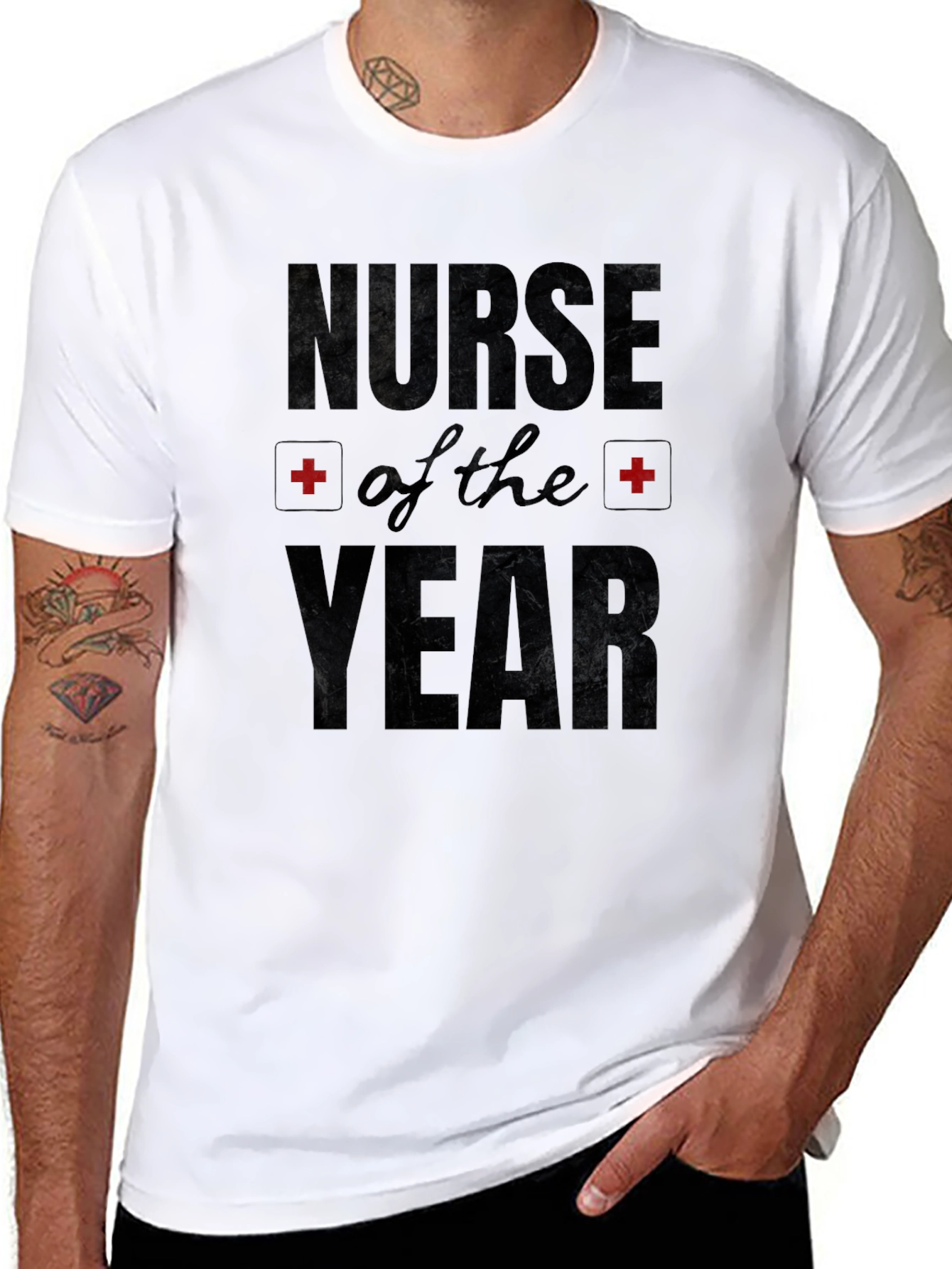 Nurse of the Year Graphic Black T-Shirt