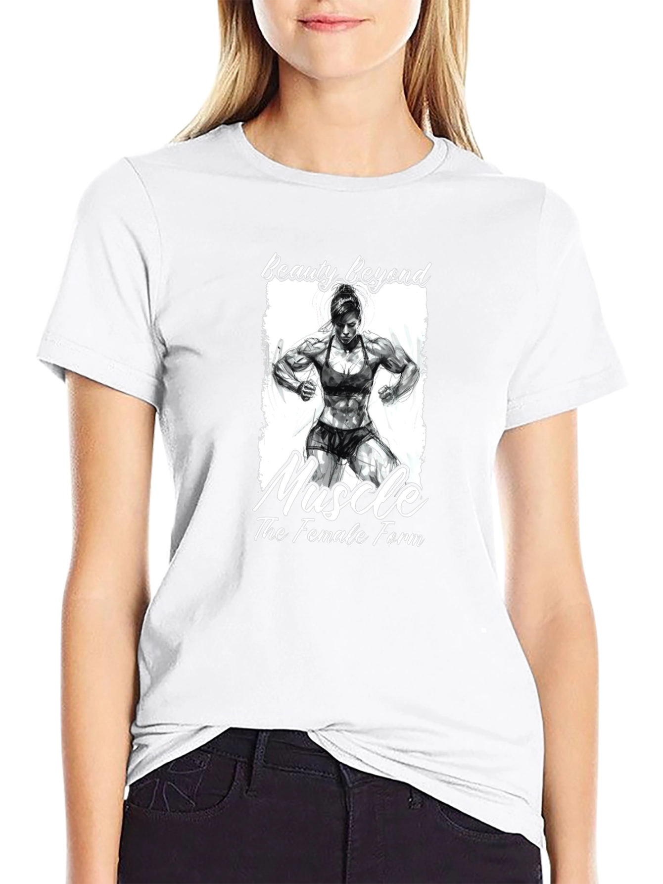 Beauty Beyond Muscle Graphic T-Shirt - Female Bodybuilding Tee