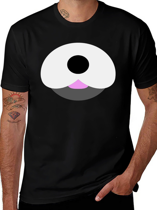 Cute Cartoon Bear Face Black T-Shirt