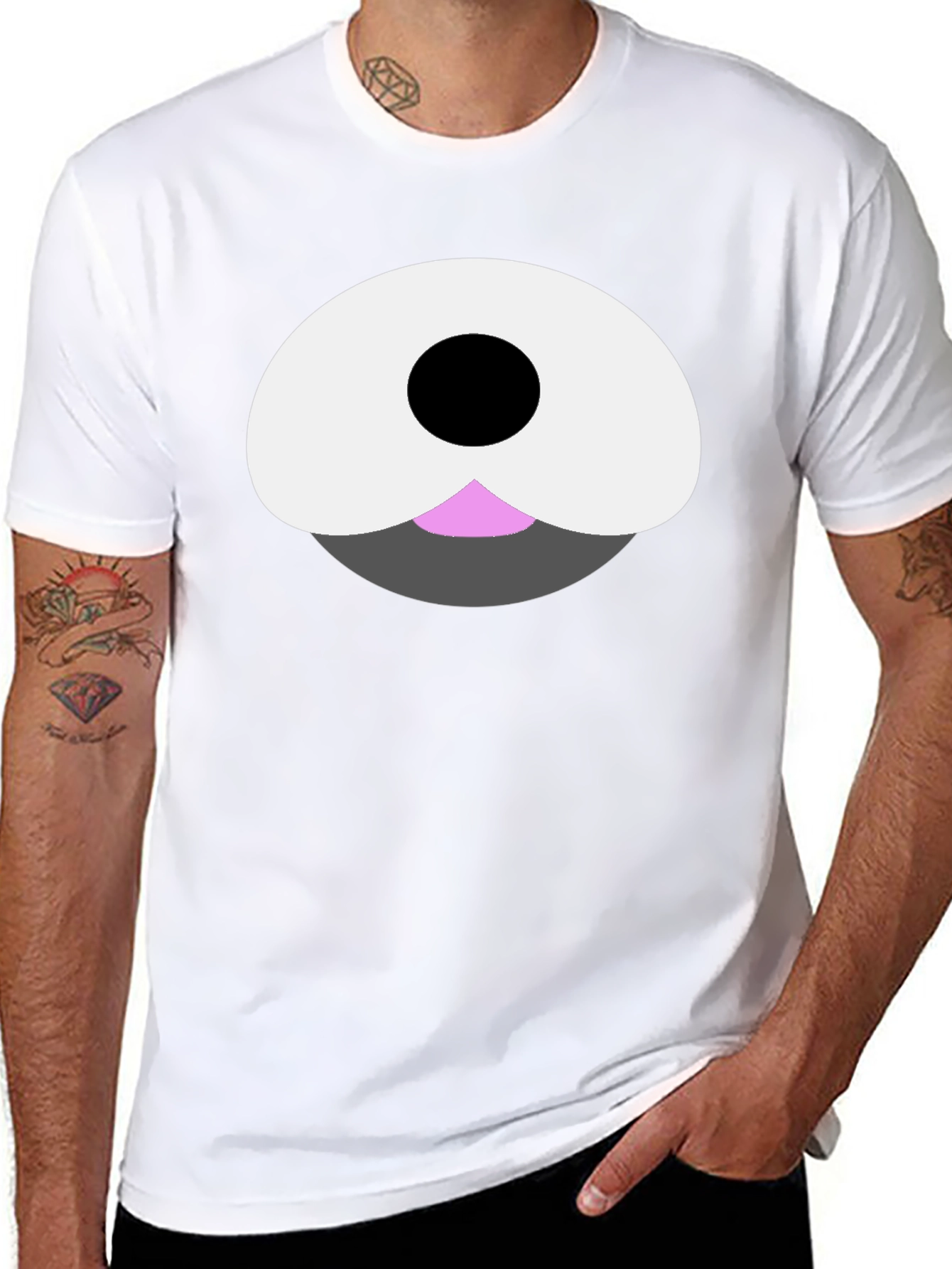 Cute Cartoon Bear Face Black T-Shirt