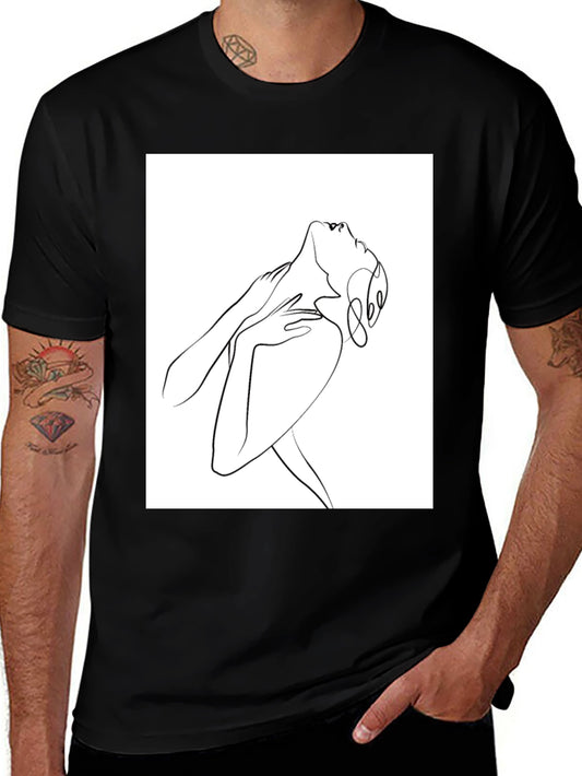 Abstract Line Art Graphic Tee - Unisex Black T-Shirt