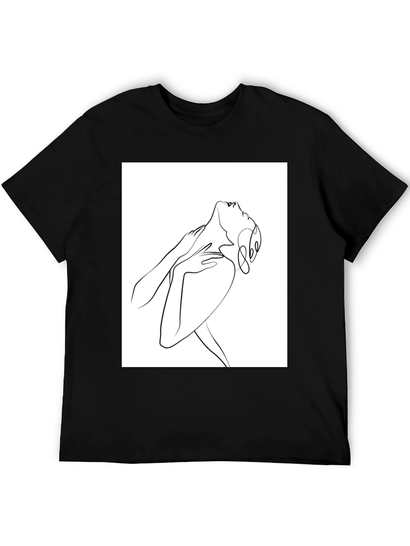 Abstract Line Art Graphic Tee - Unisex Black T-Shirt