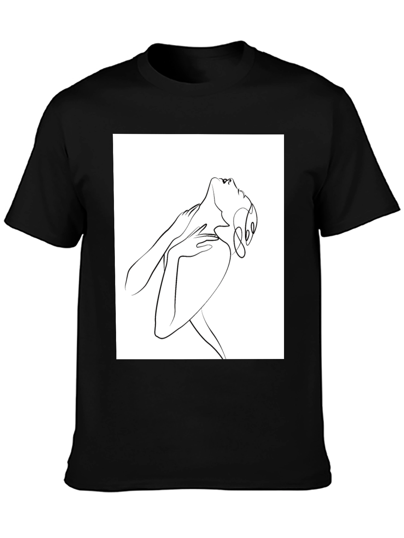 Abstract Line Art Graphic Tee - Unisex Black T-Shirt