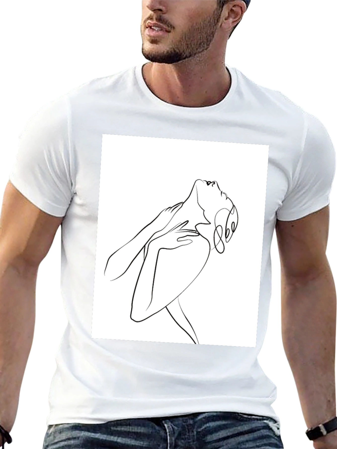 Abstract Line Art Graphic Tee - Unisex Black T-Shirt