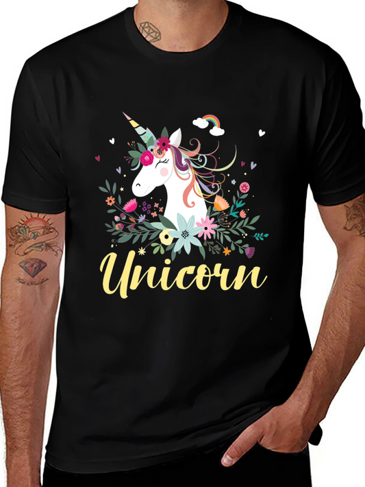 Unicorn Floral Graphic T-Shirt - Magical Style!