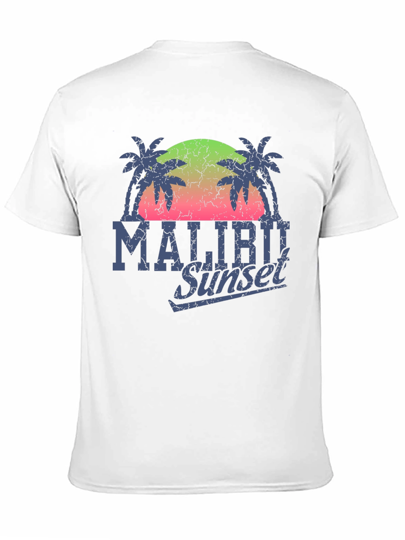 Malibu Sunset Graphic T-Shirt - Palm Tree Design