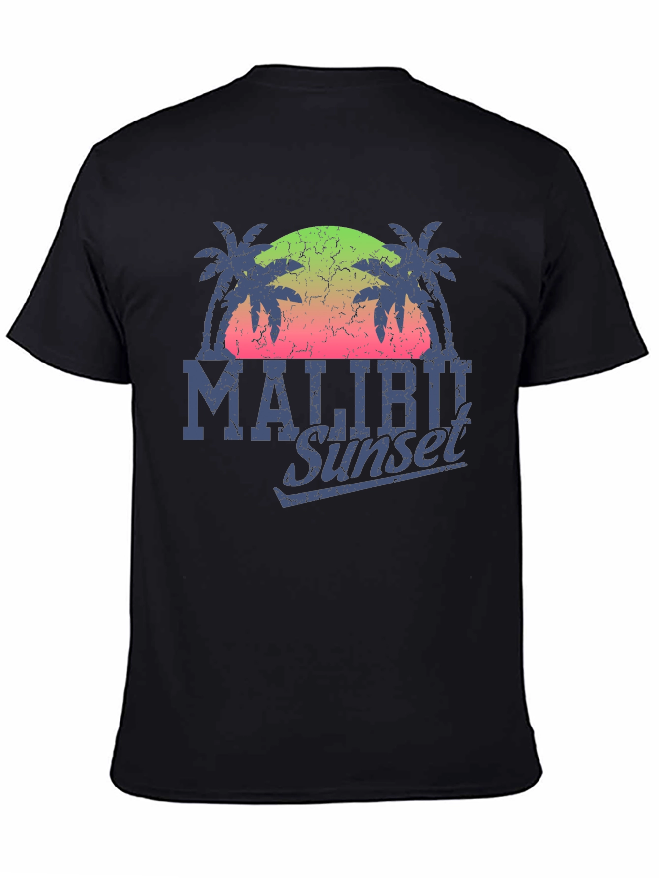 Malibu Sunset Graphic T-Shirt - Palm Tree Design