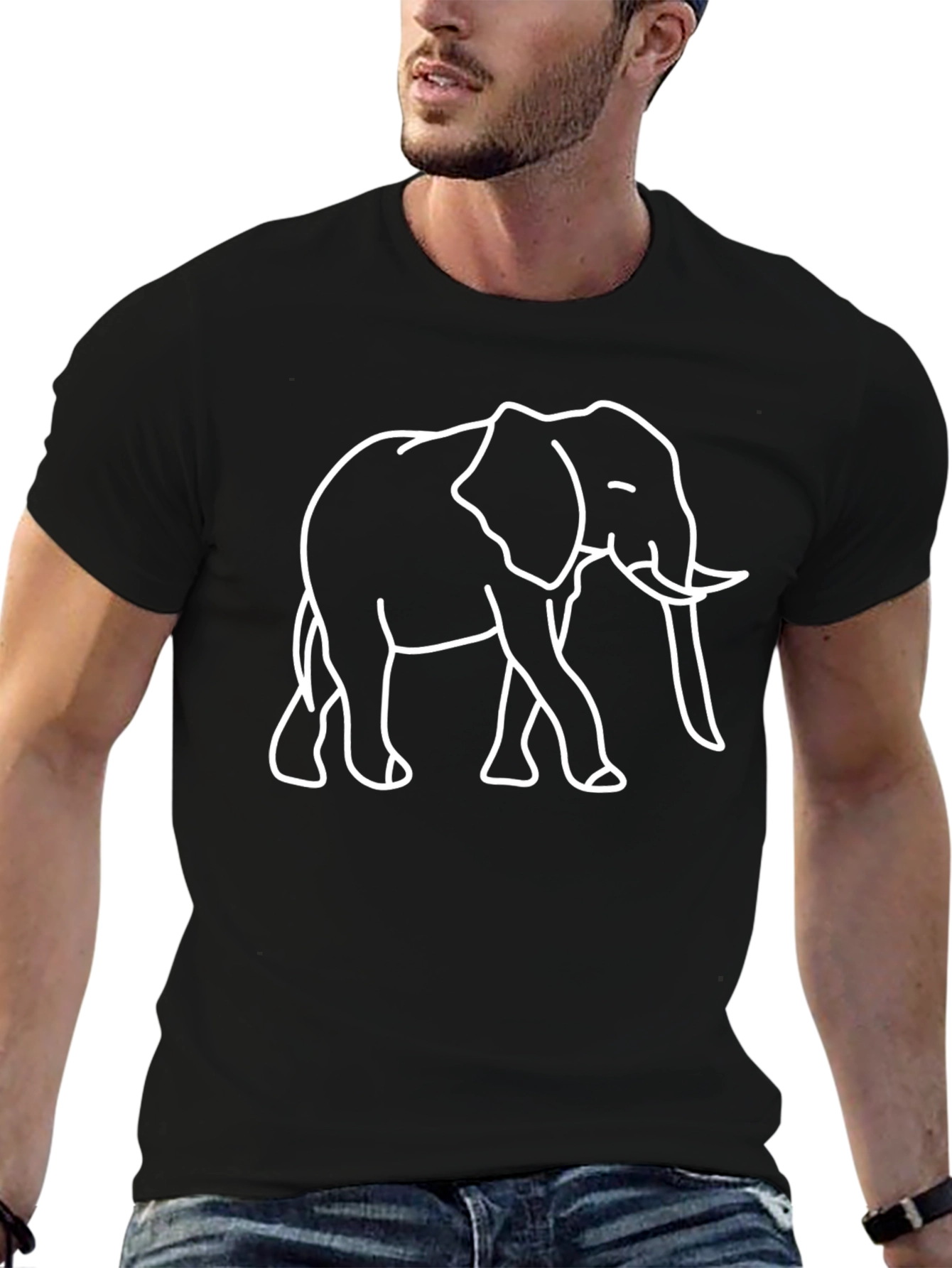 Elephant Graphic Tee - Black Cotton T-Shirt
