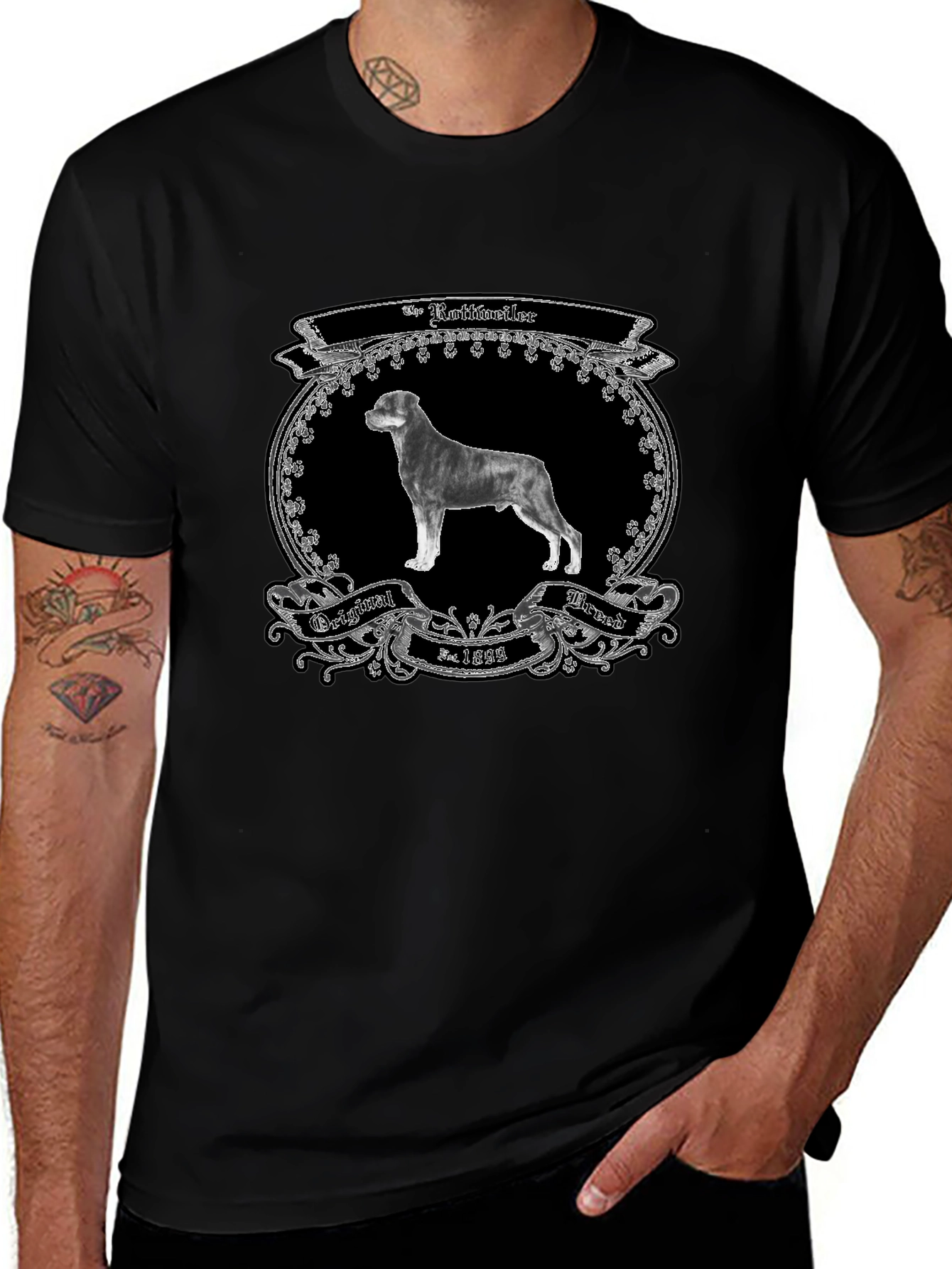 Rottweiler Dog Breed Black T-Shirt