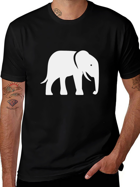 Elephant Graphic Tee - Black Cotton Casual Shirt