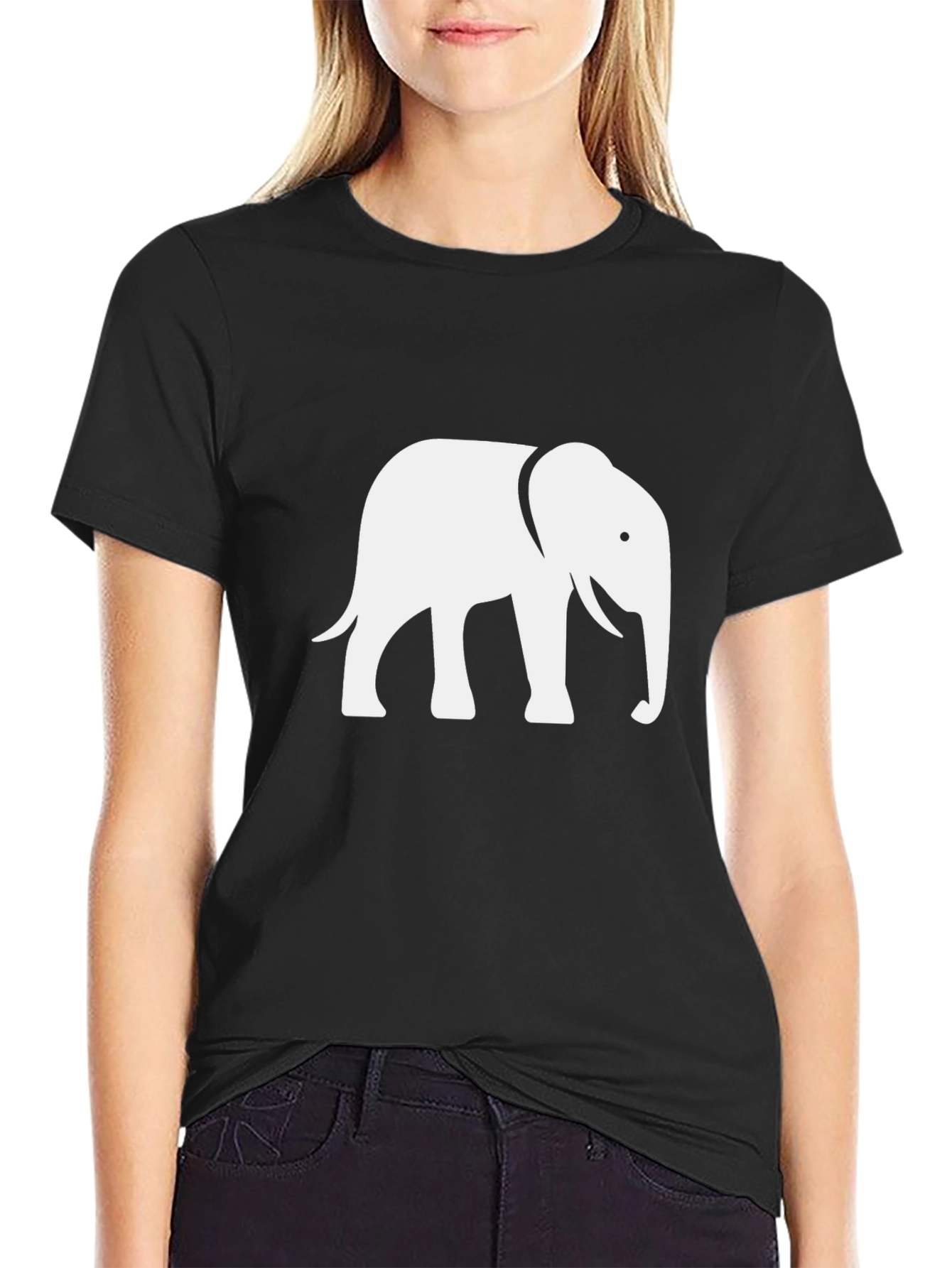 Elephant Graphic Tee - Black Cotton Casual Shirt
