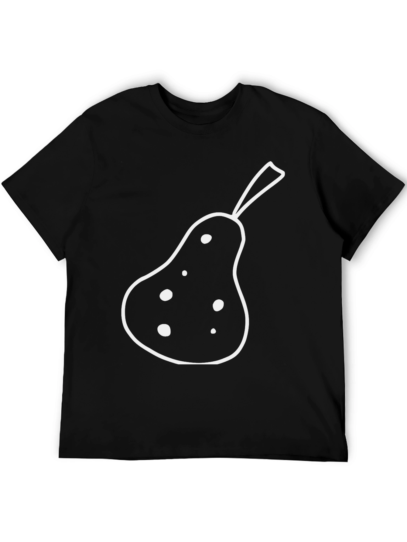 Pear Graphic Tee - Casual Black Cotton T-Shirt