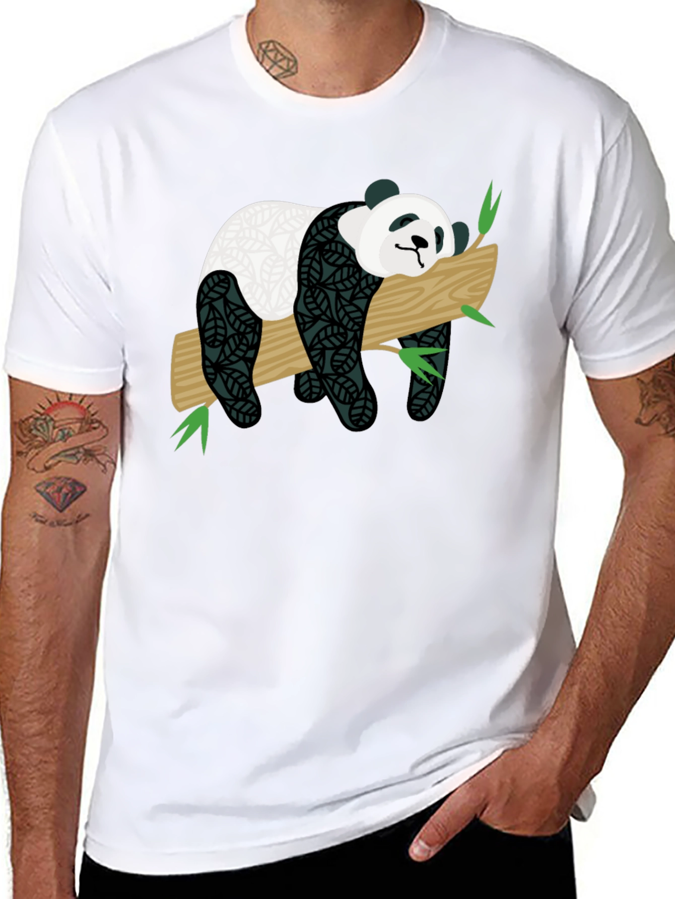 Cute Panda on Branch Graphic T-Shirt