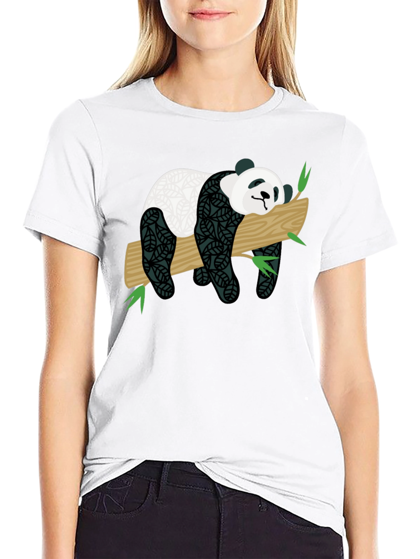 Cute Panda on Branch Graphic T-Shirt