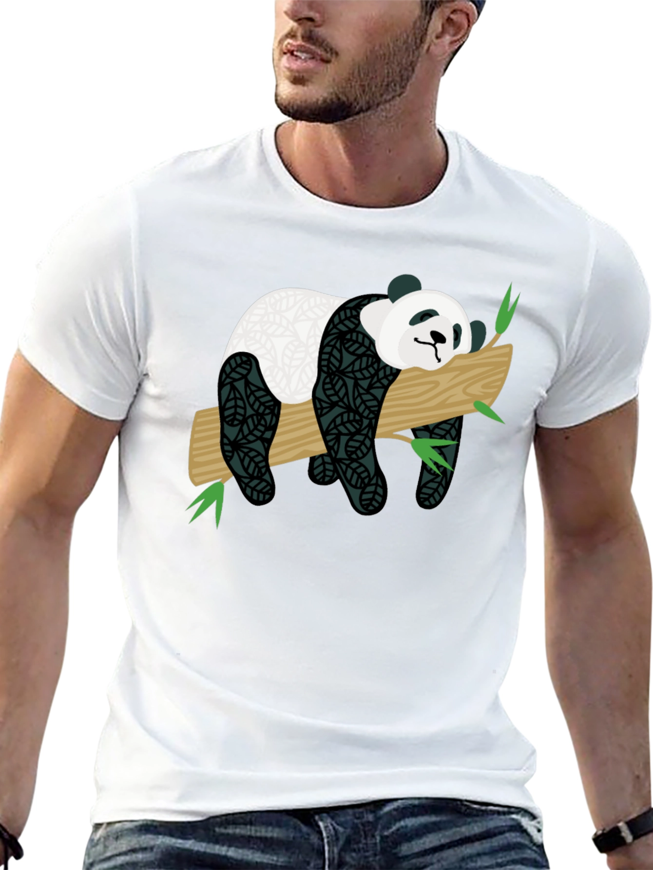 Cute Panda on Branch Graphic T-Shirt
