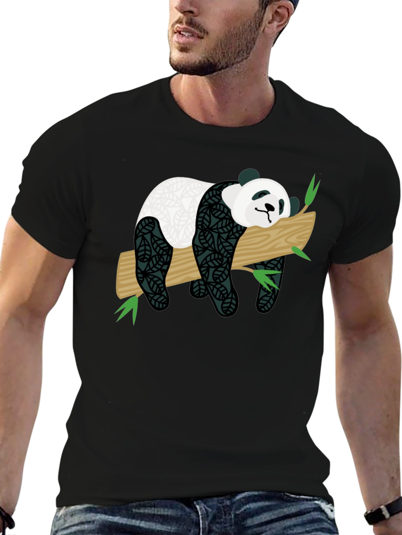 Cute Panda on Branch Graphic T-Shirt