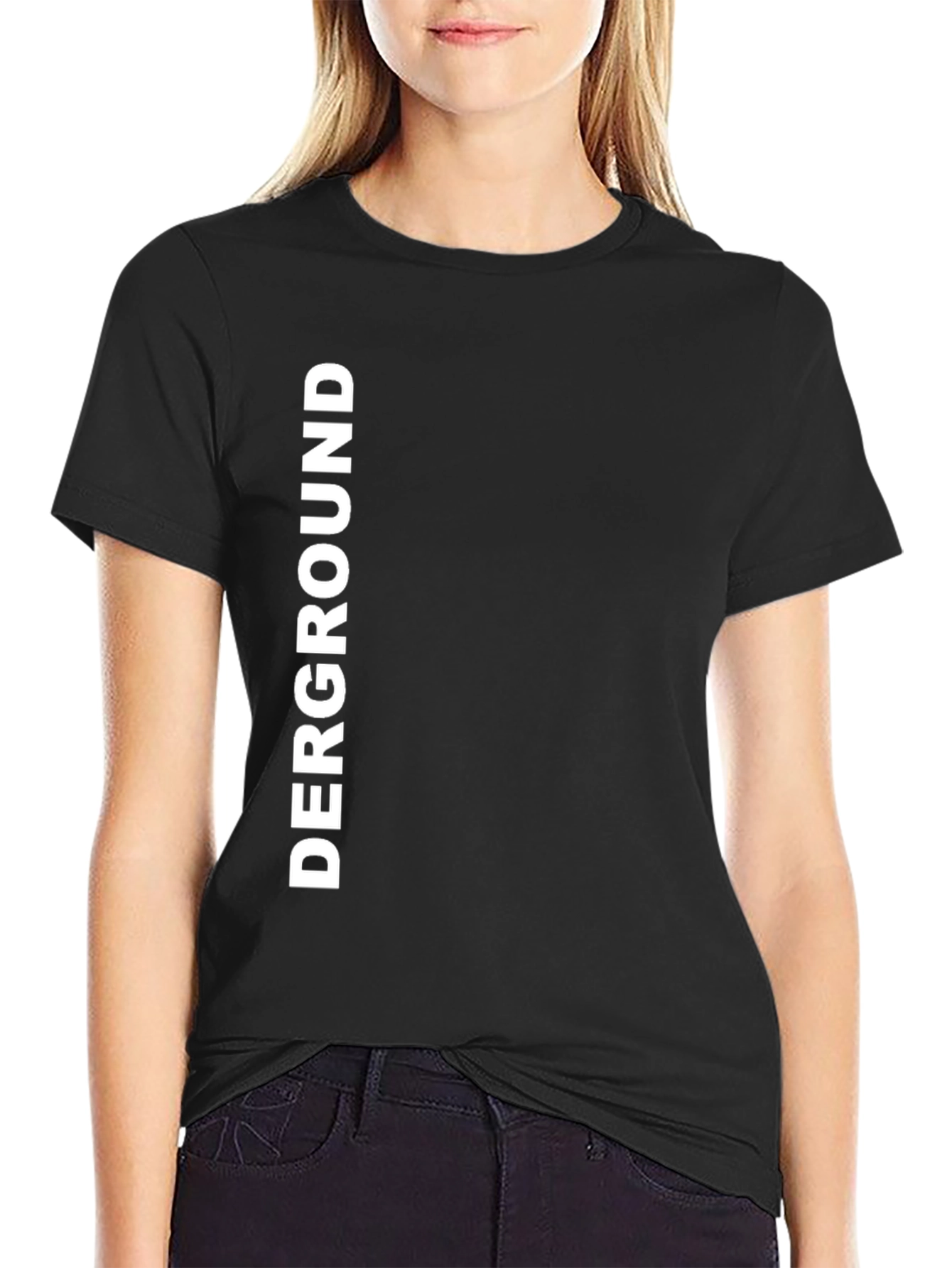 Black DERGROUND Graphic Print Crew Neck T-Shirt