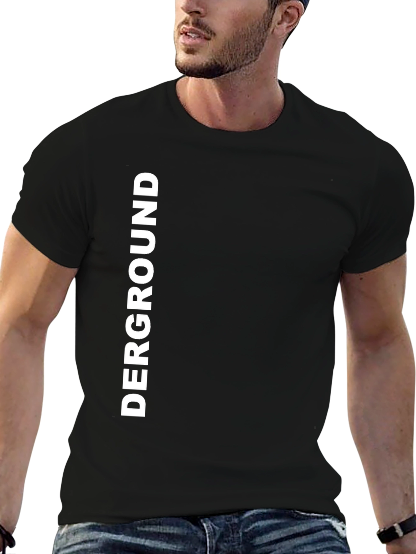 Black DERGROUND Graphic Print Crew Neck T-Shirt