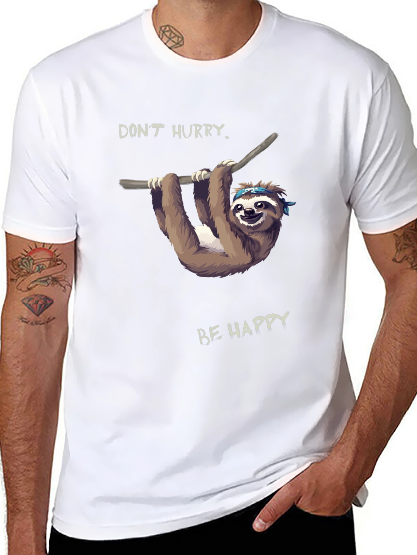 Dont Hurry Be Happy Sloth T-Shirt - Relaxed Style