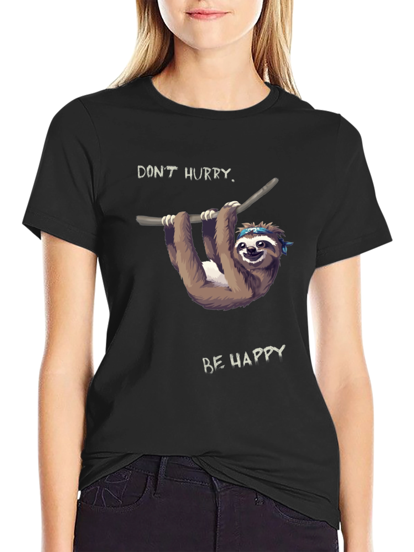 Dont Hurry Be Happy Sloth T-Shirt - Relaxed Style