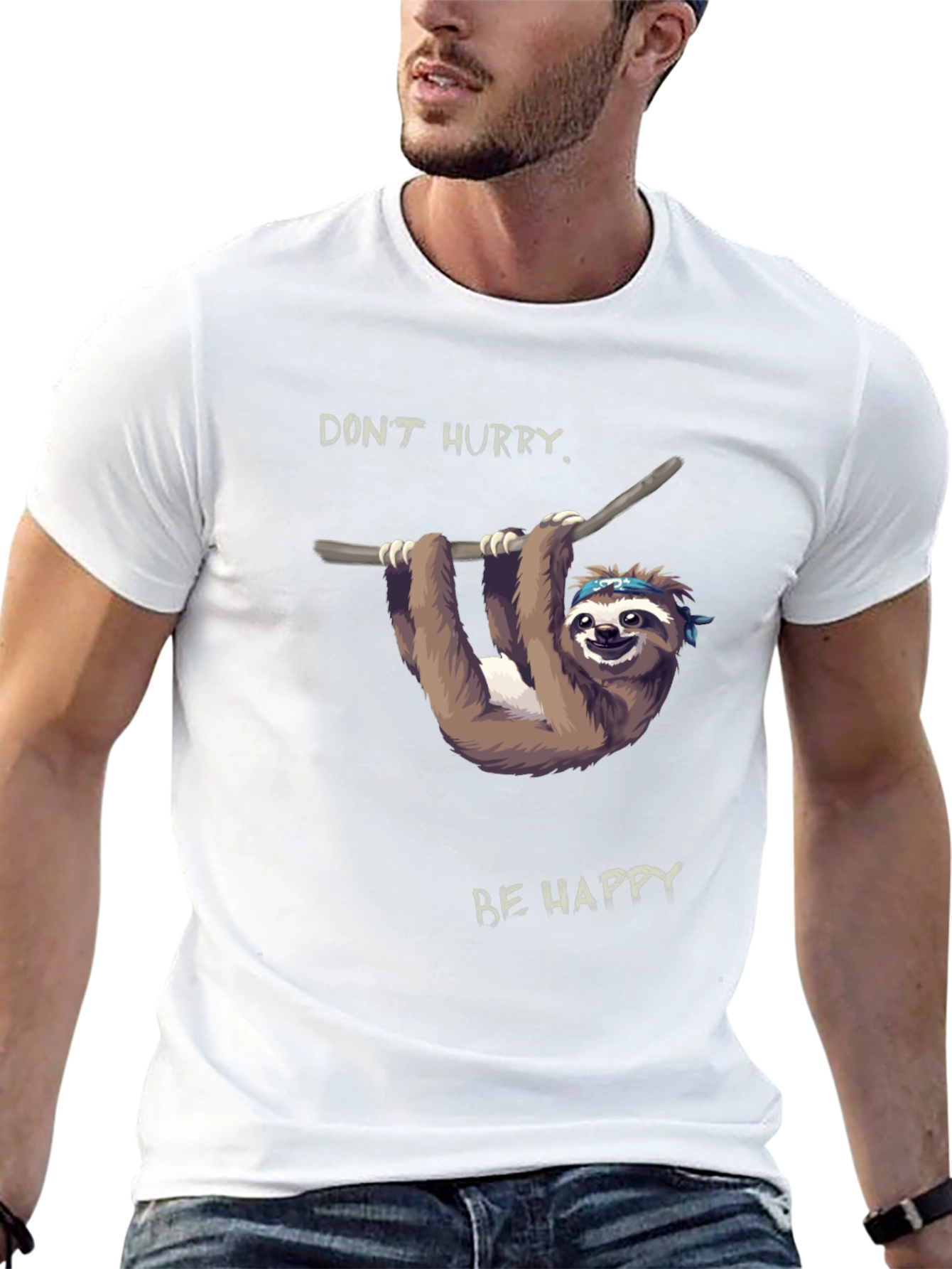 Dont Hurry Be Happy Sloth T-Shirt - Relaxed Style