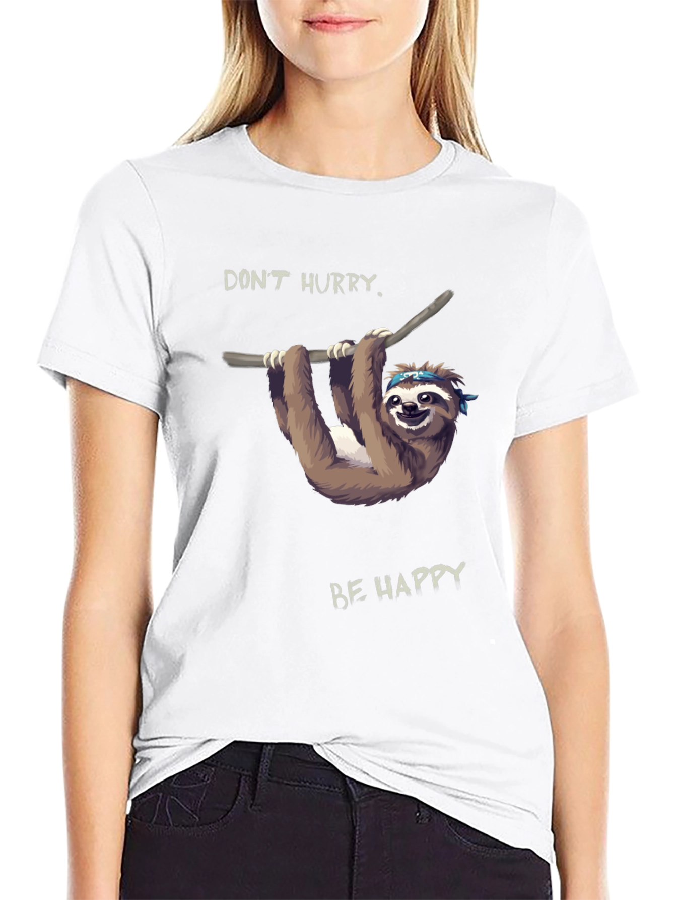 Dont Hurry Be Happy Sloth T-Shirt - Relaxed Style