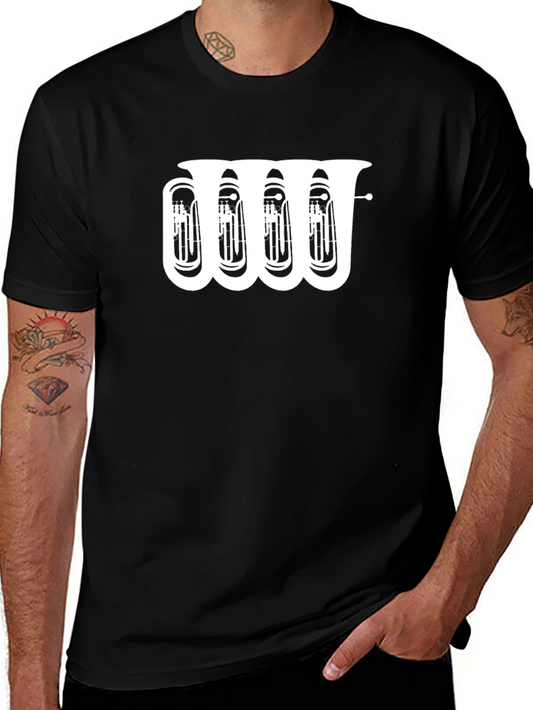 Tuba Graphic Tee - Black Cotton Blend Short Sleeve Music Shirt