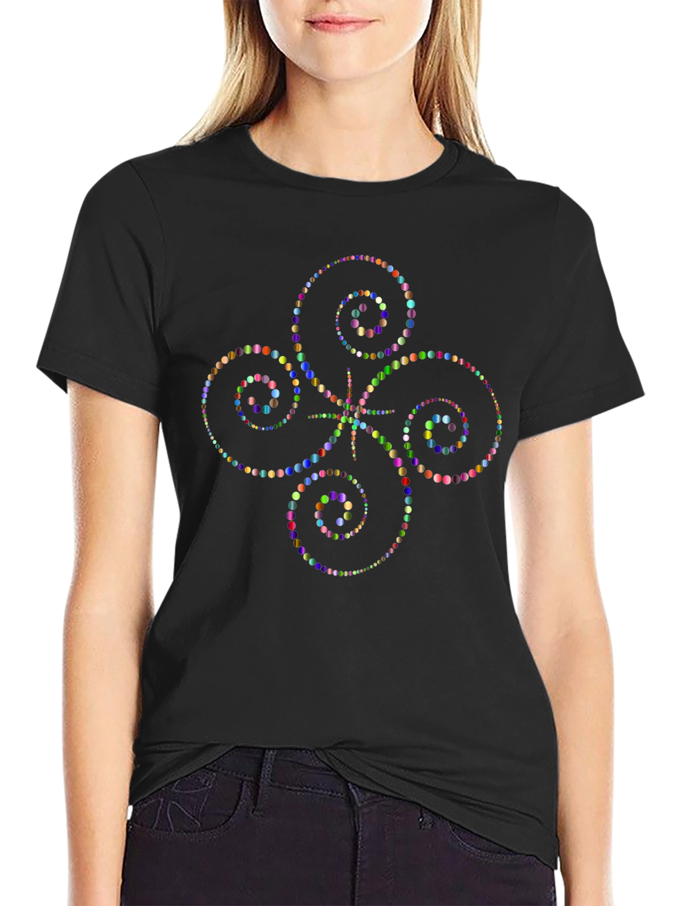 Geometric Swirl T-Shirt - Black