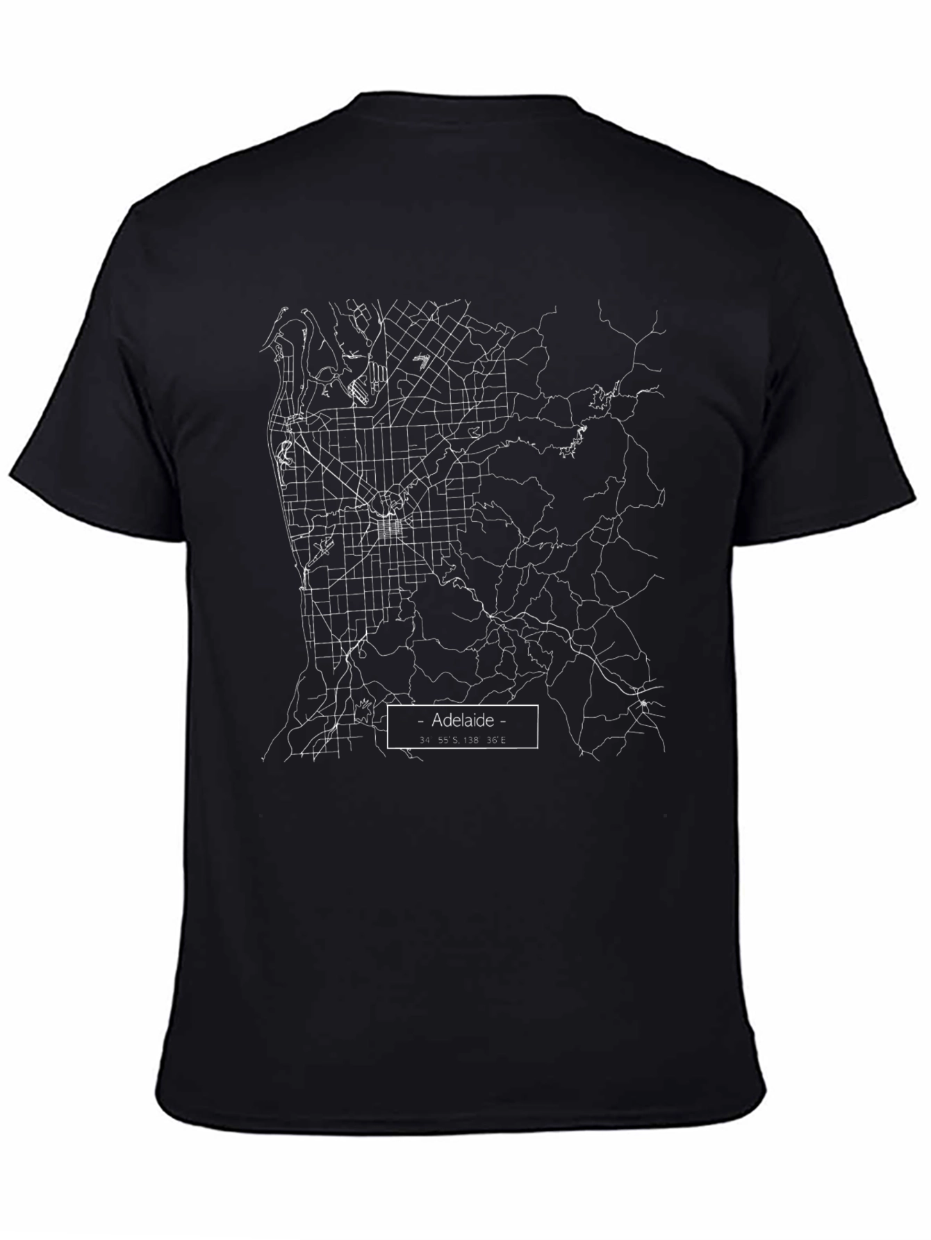 Adelaide City Map Tee - Black Graphic T-Shirt