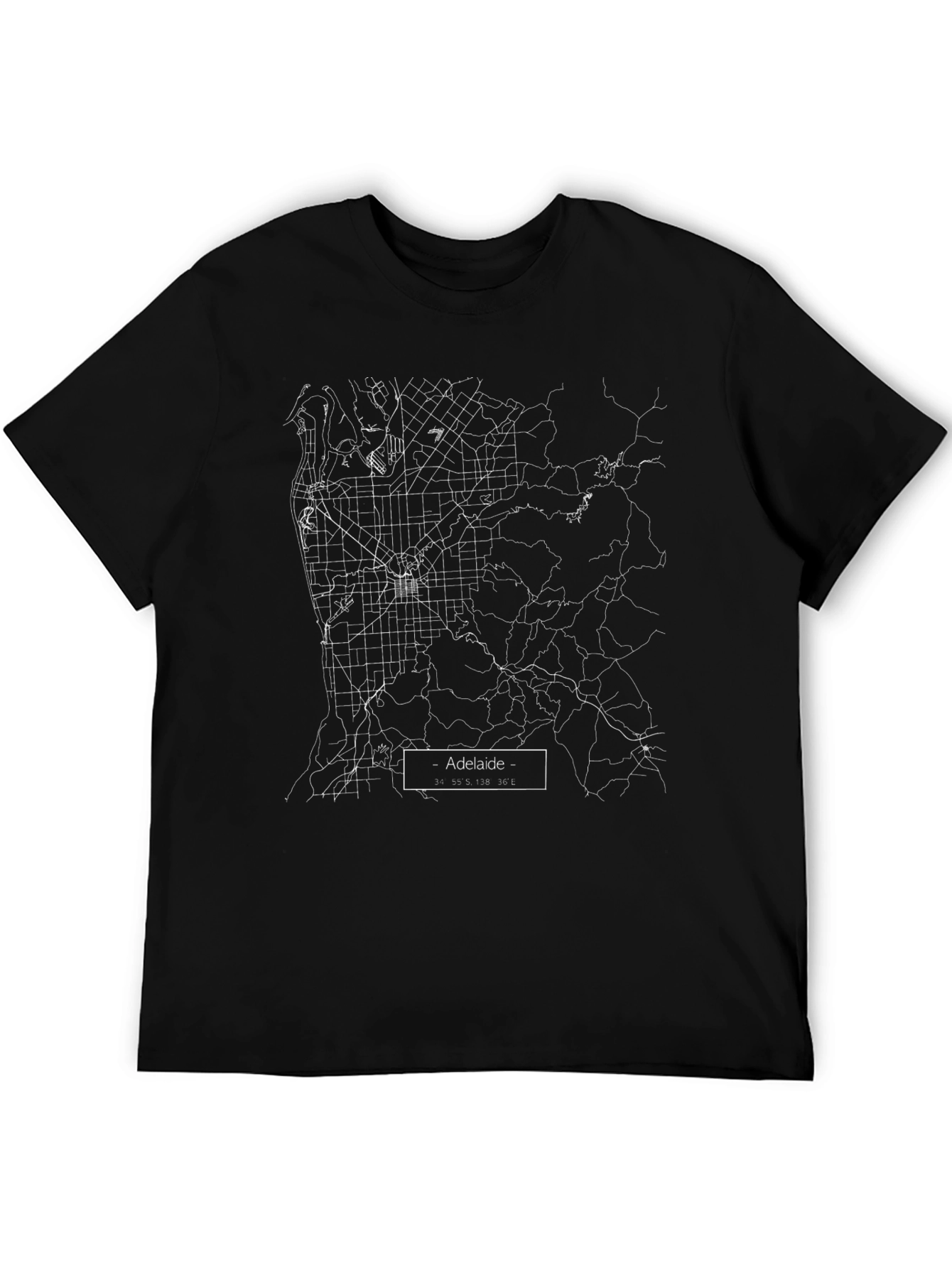 Adelaide City Map Tee - Black Graphic T-Shirt