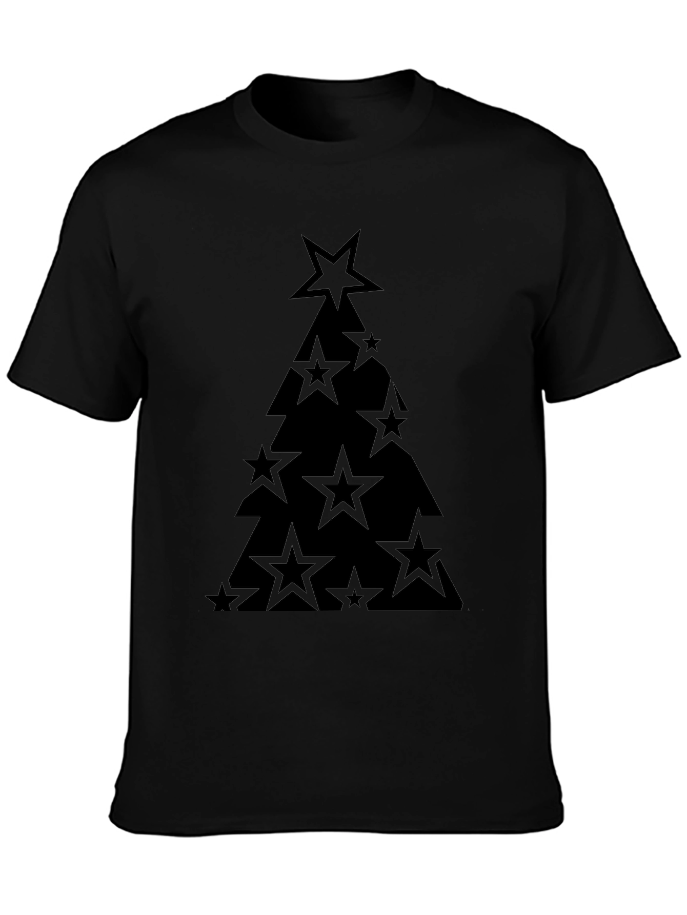Star Christmas Tree Black T-Shirt