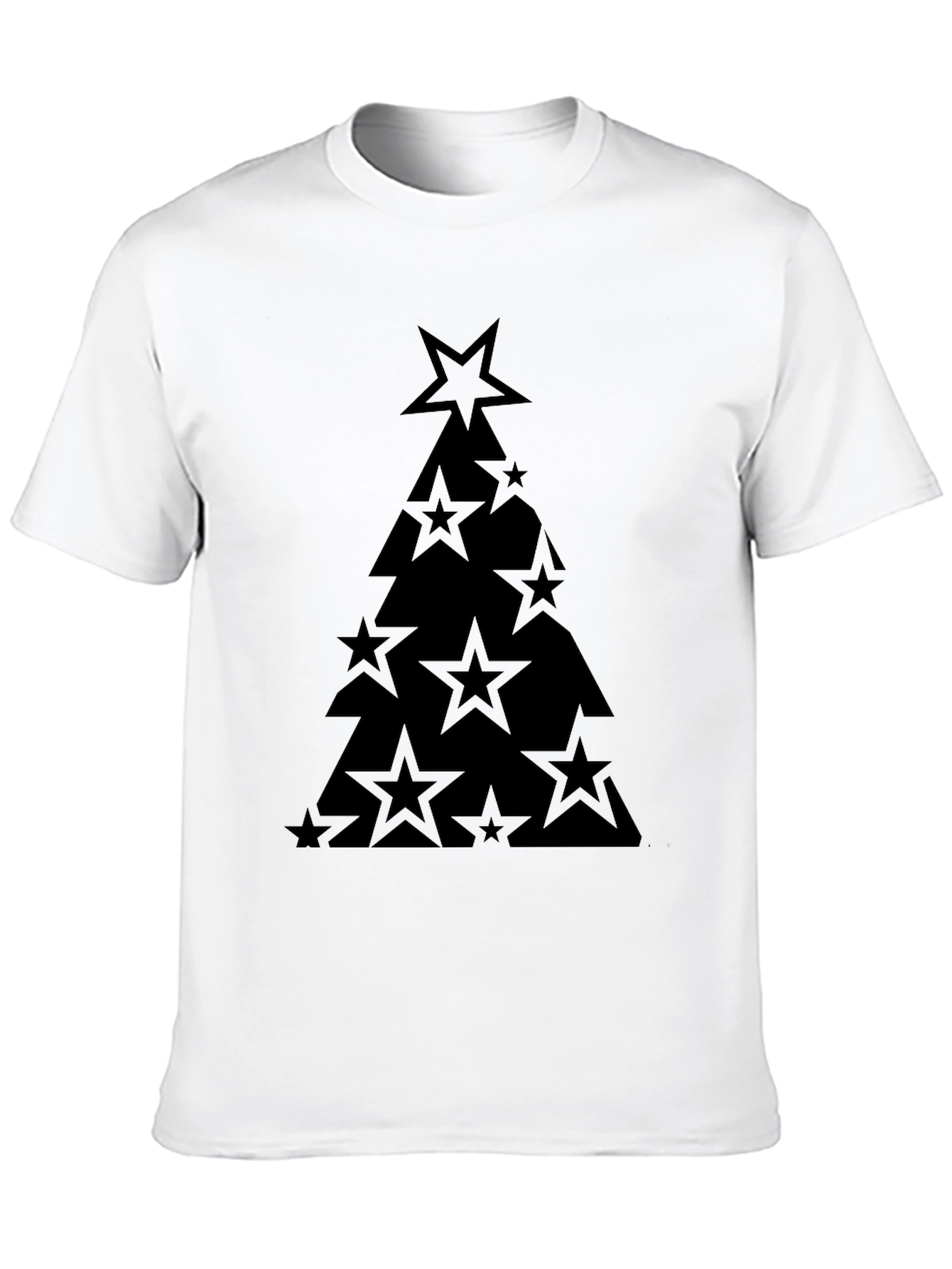 Star Christmas Tree Black T-Shirt