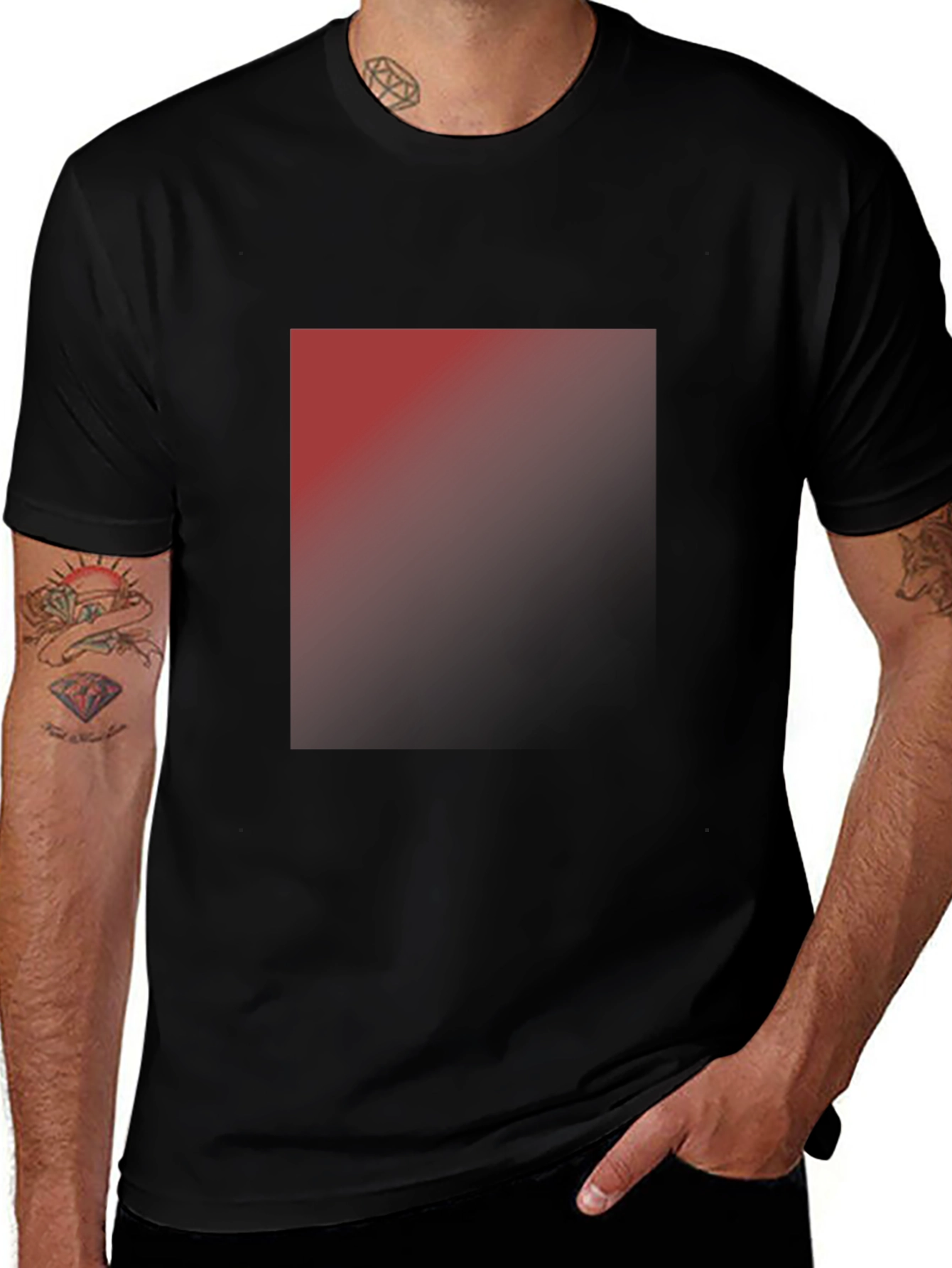 Mens Classic Black T-Shirt with Ombre Design