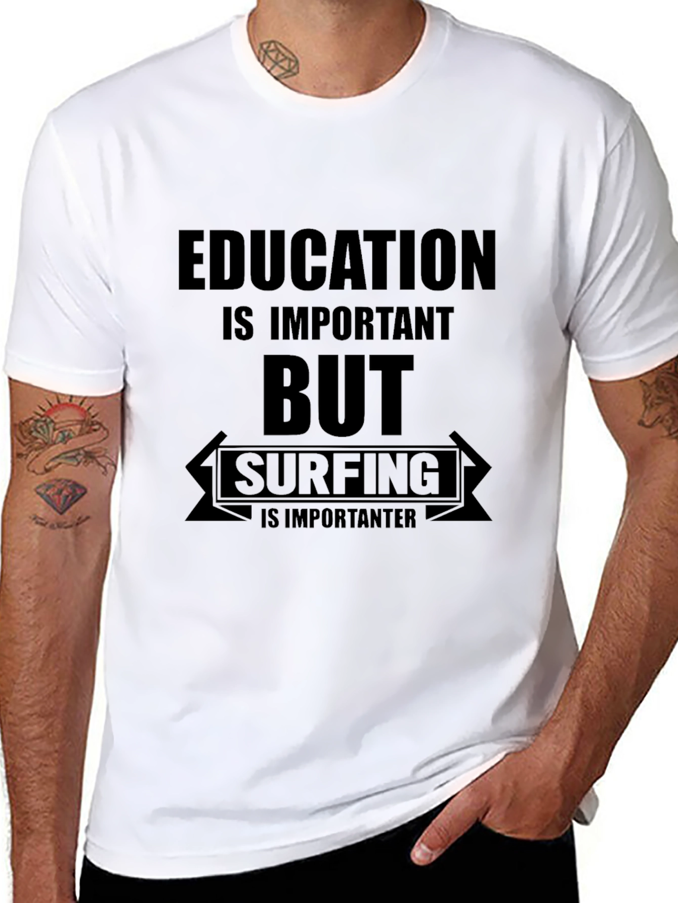 Surfing is Importanter T-Shirt - Education Tee
