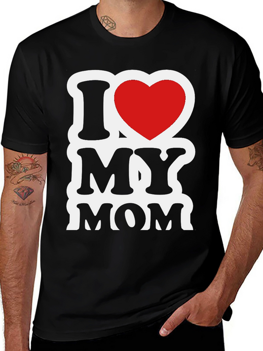 I Love My Mom Graphic T-Shirt - Black