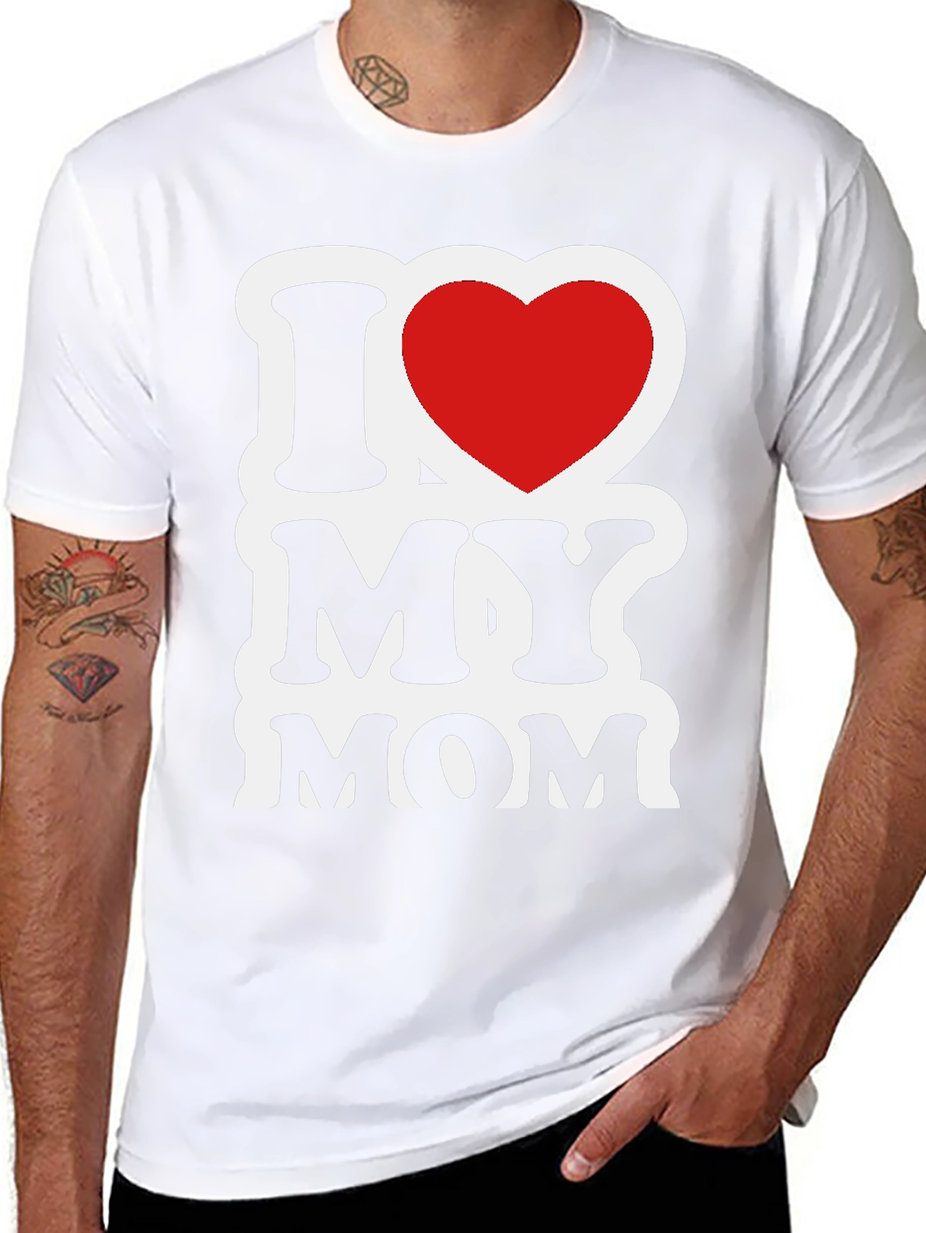 I Love My Mom Graphic T-Shirt - Black