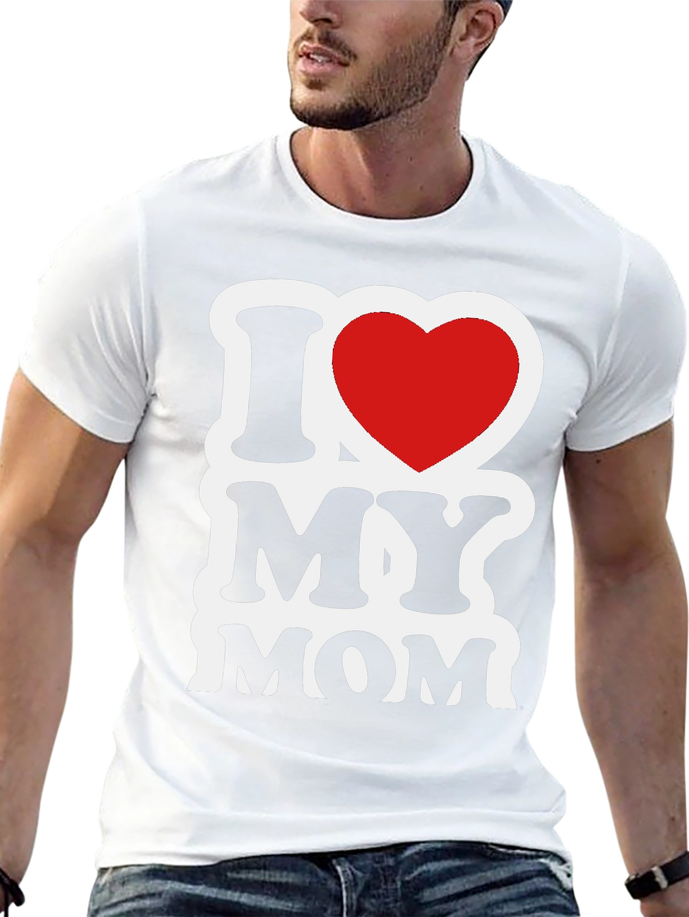 I Love My Mom Graphic T-Shirt - Black