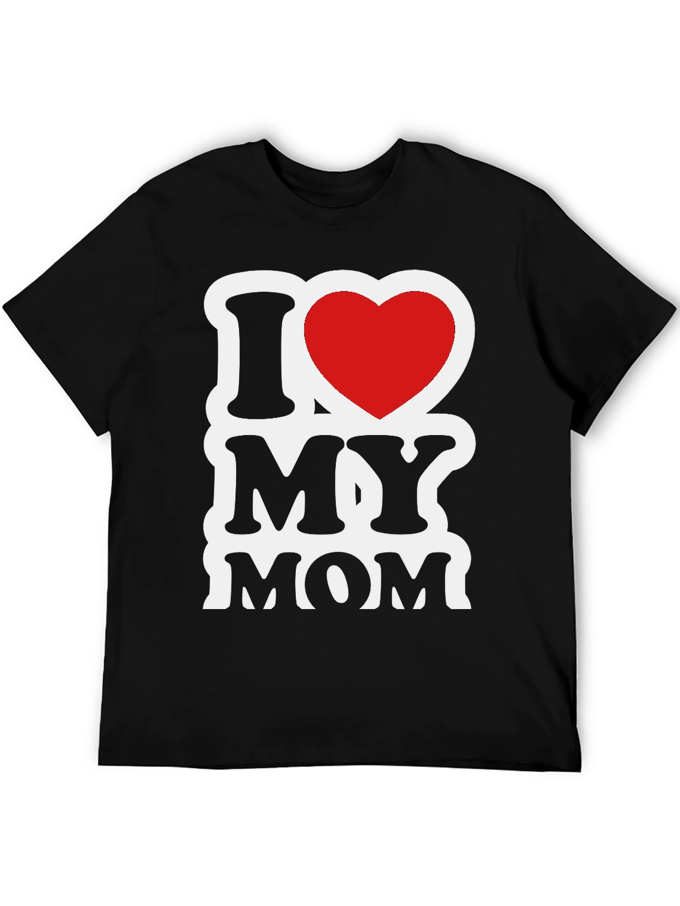 I Love My Mom Graphic T-Shirt - Black
