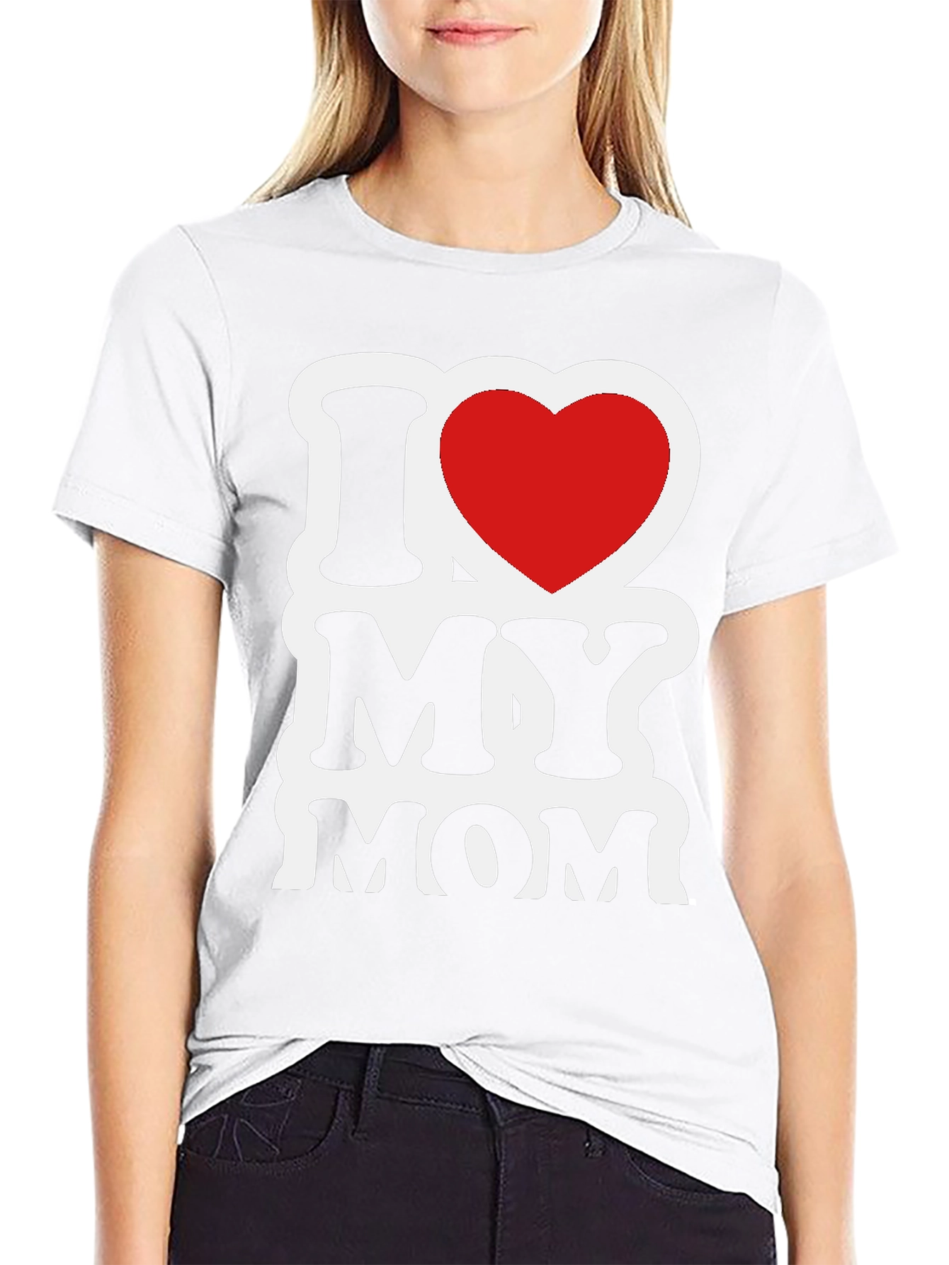 I Love My Mom Graphic T-Shirt - Black