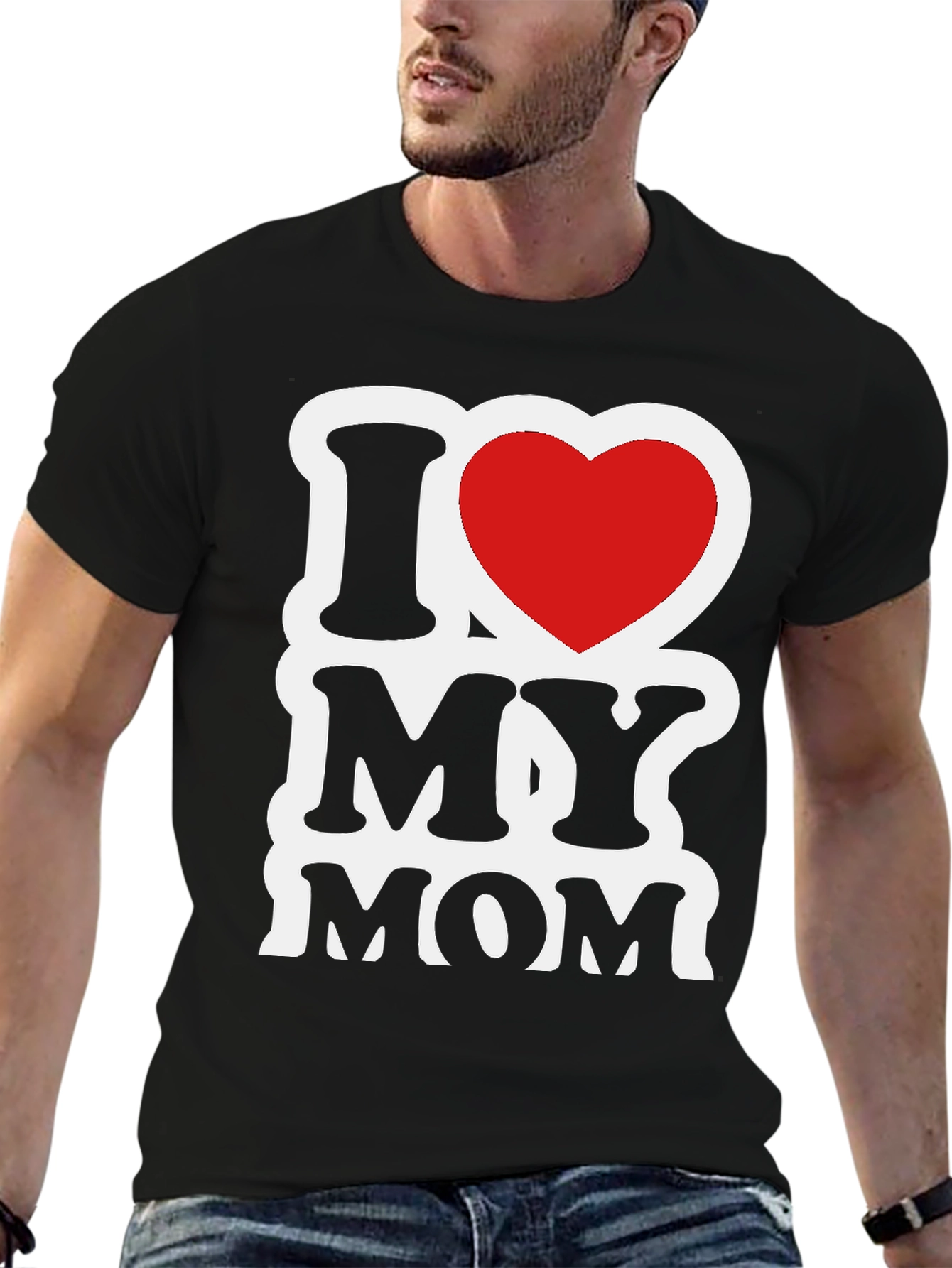 I Love My Mom Graphic T-Shirt - Black